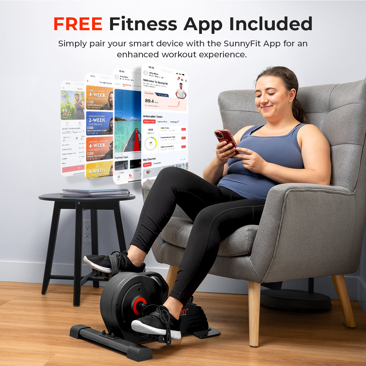 Portable Mini Exercise Bike with Smart Magnetic Resistance - Compact & Quiet Under Desk Cycling for Home & Office Workouts