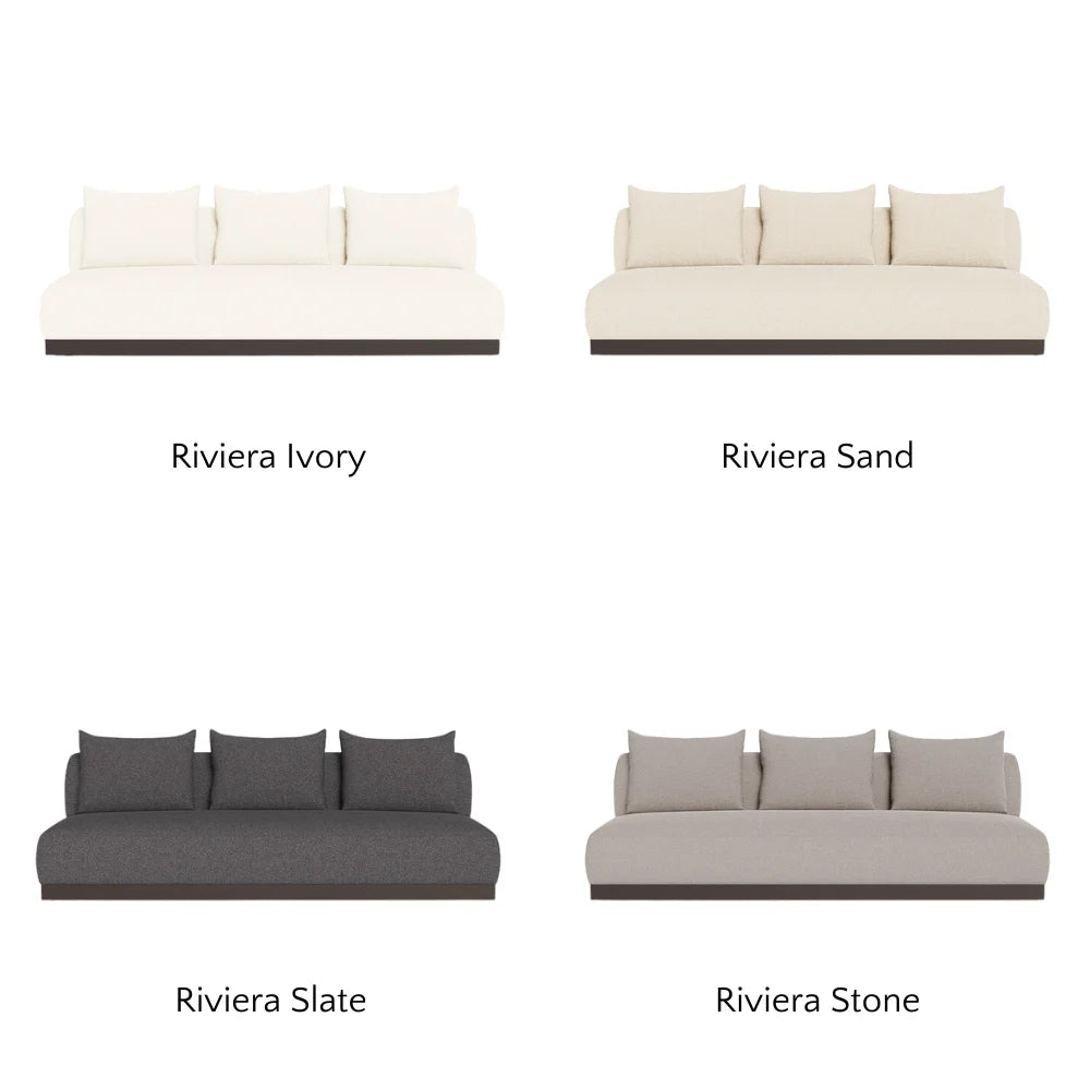 Amalfi Outdoor 3-Seat Armless Sectional Sofa Set - Waterproof Patio Furniture for Backyard, Poolside & Garden Relaxation