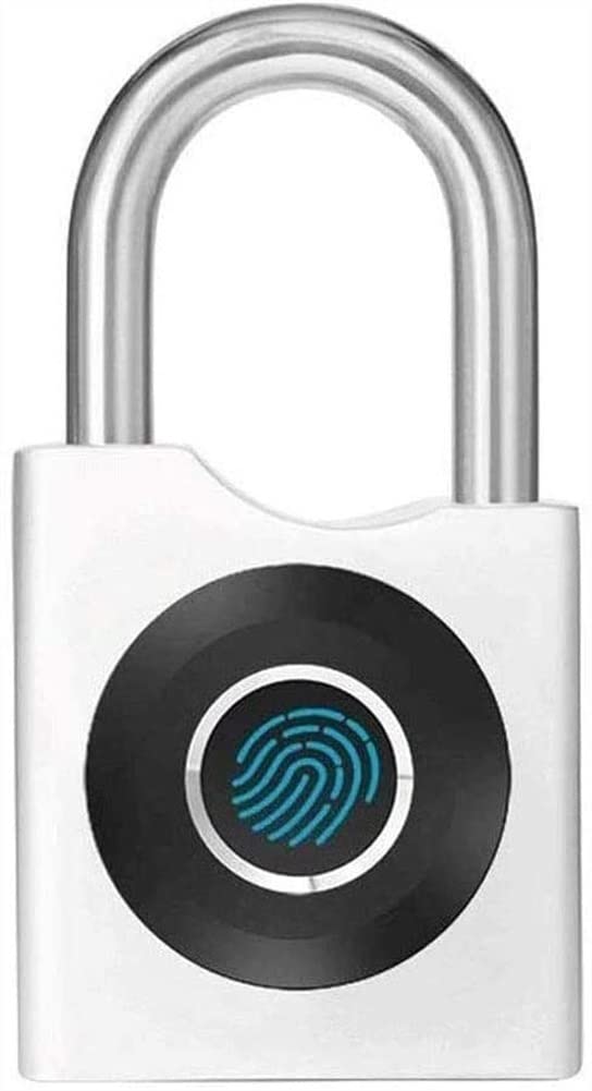 Fingerprint Padlock - Biometric Keyless Smart Lock with USB Charging, Weatherproof & Durable for Outdoor Use - Ideal for Gym Lockers, Gates, Luggage, Backpacks & Bikes (White) - Secure Your Valuables Anywhere