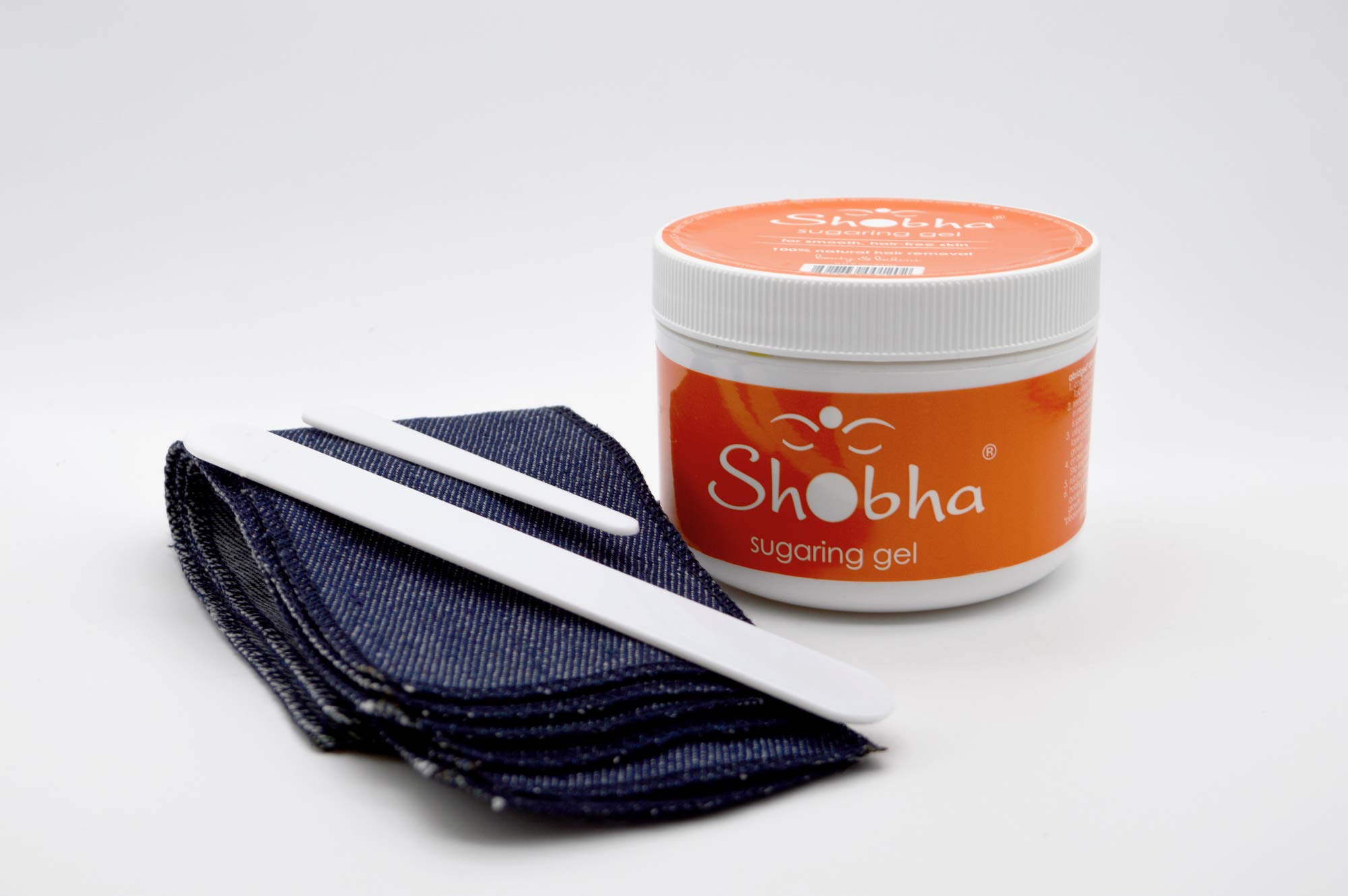 Shobha Professional Sugaring Hair Removal Kit - Salon Formula Waxing Set with Sugaring Wax, Reusable Denim Strips & Spatulas - Gentle Alternative to Waxing - Perfect for Face, Bikini & Body Hair Removal at Home