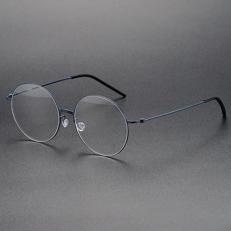 Unisex Black Titanium Round Full Rim Screwless Eyeglasses 5516 - Lightweight & Durable for Work, Reading & Everyday Wear