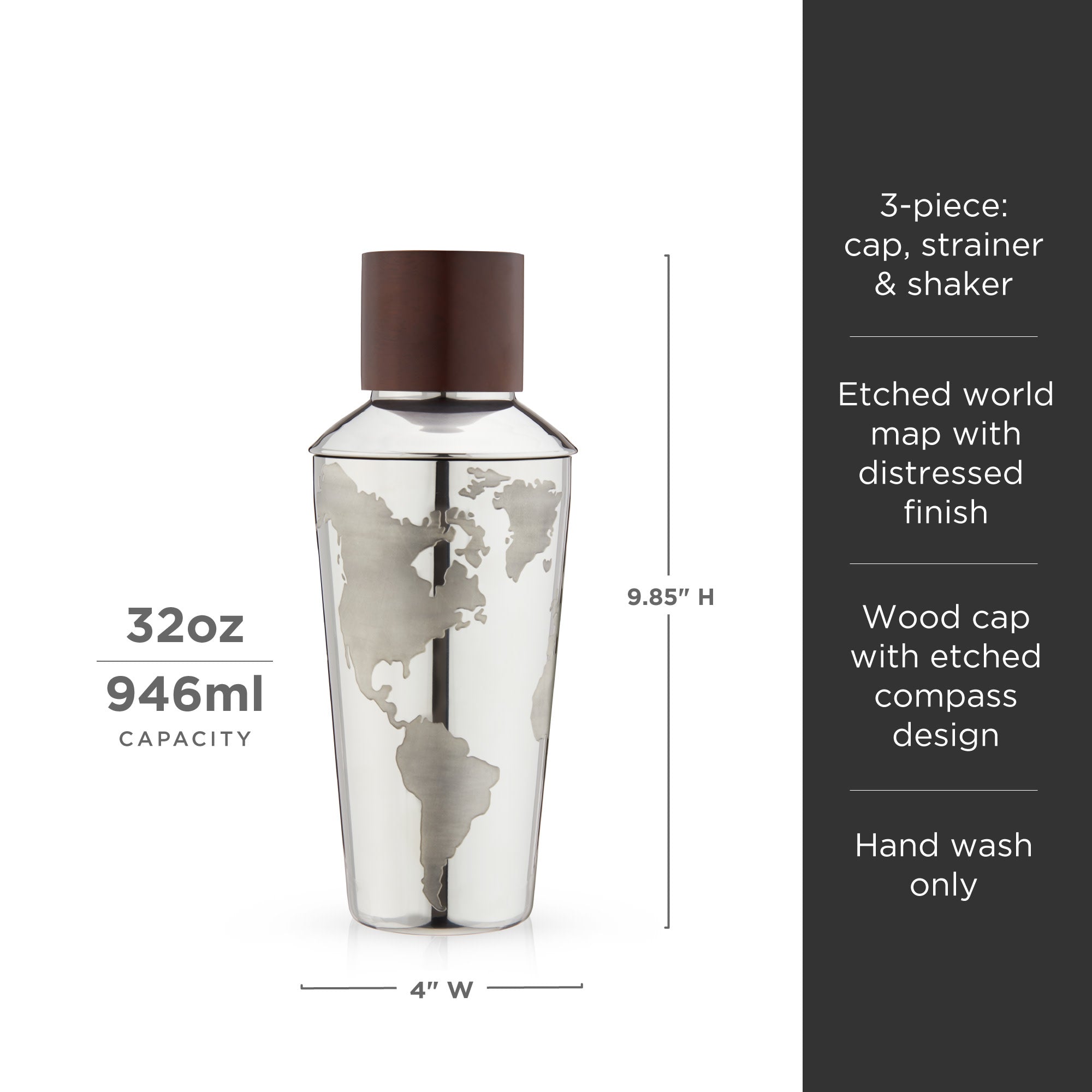 Premium Stainless Steel Cocktail Shaker Set - 28oz Bartender Mixing Tool with Built-in Strainer & Lid - Perfect for Mojitos, Margaritas & Home Bar Cocktail Making