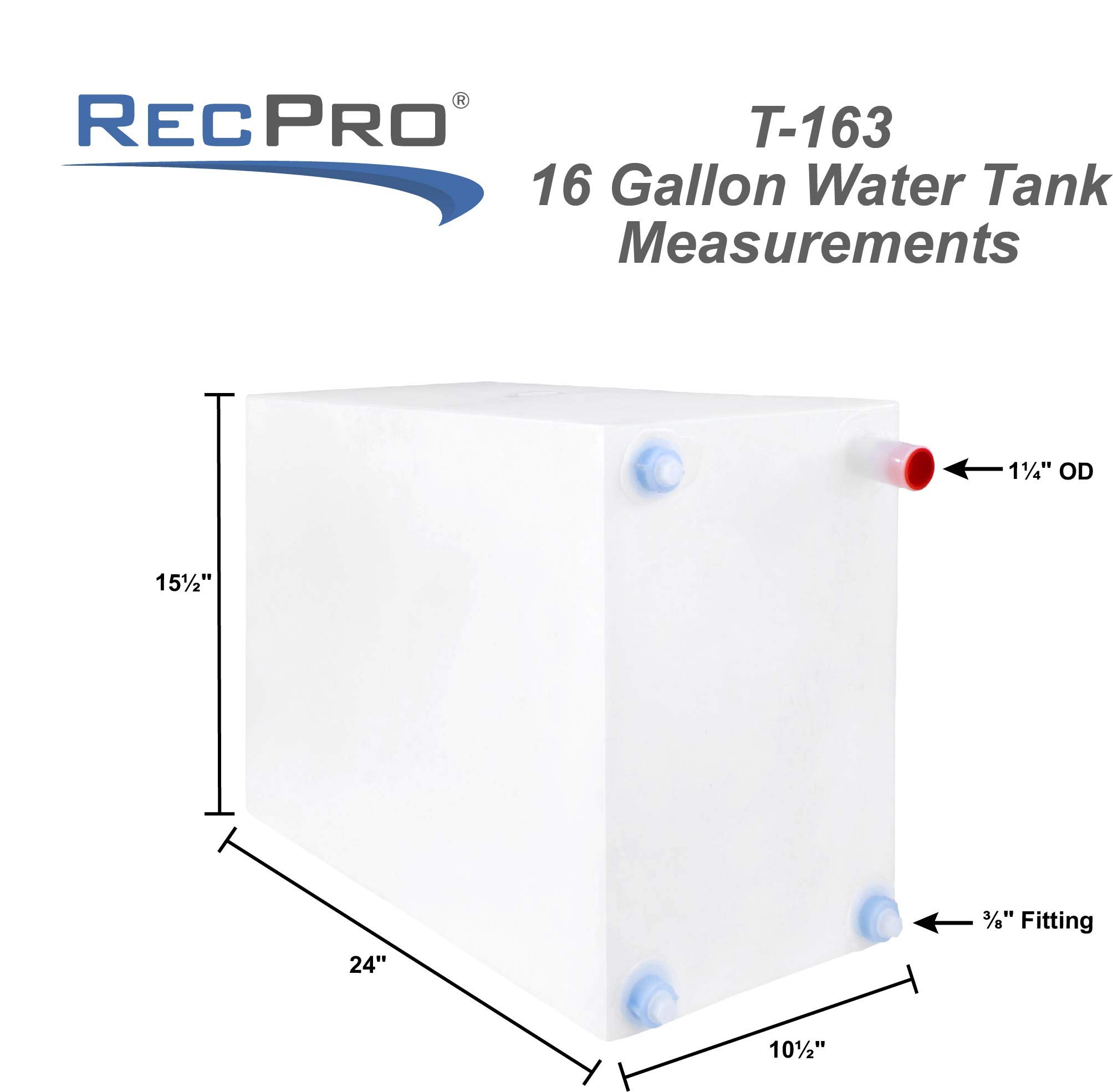 **RecPro 16 Gallon RV Water Tank - Gray & Fresh Water Storage for Campers & Trailers | Durable Made in USA | Perfect for Off-Grid Camping & RV Adventures**