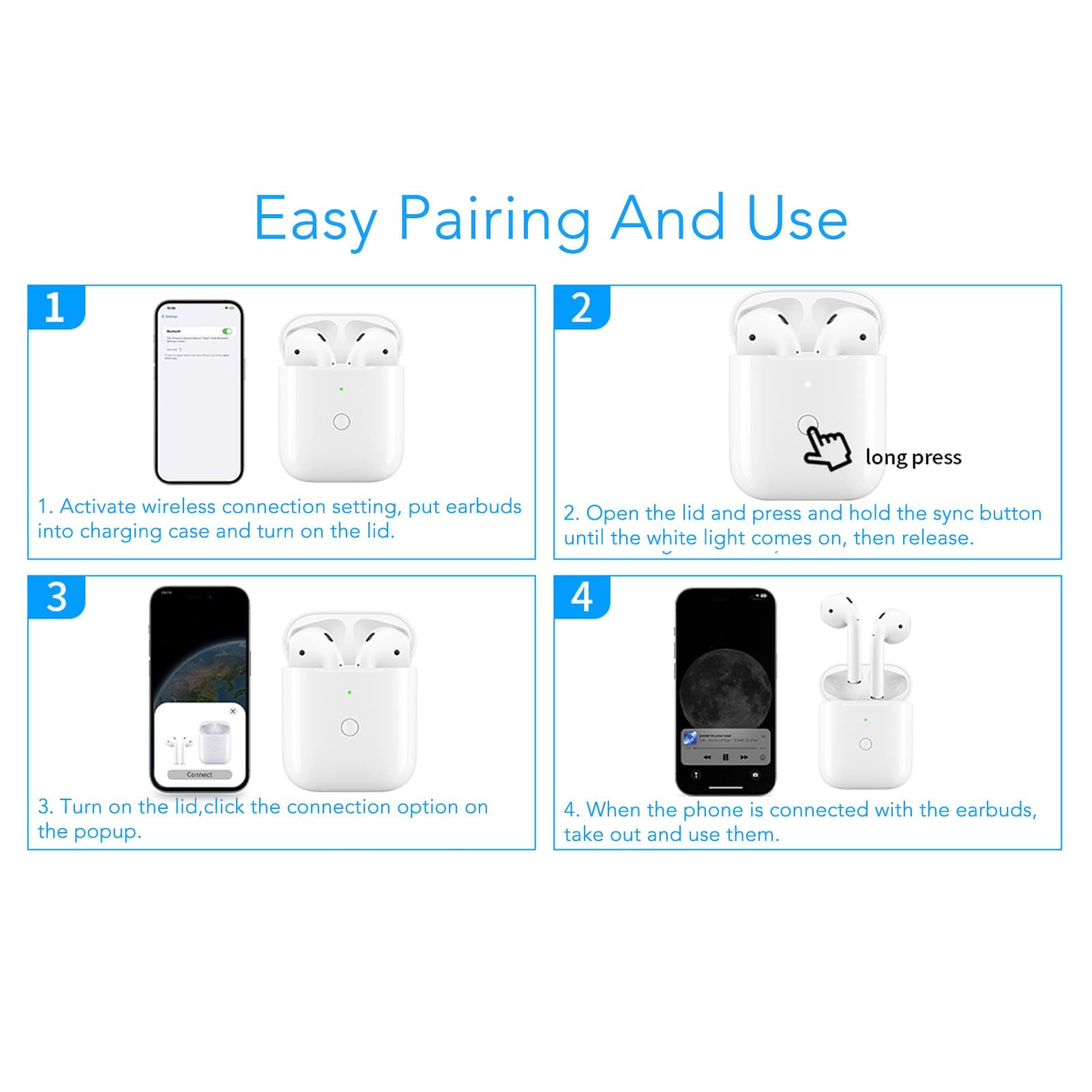 Premium Replacement Charging Case for Apple AirPods 1st & 2nd Gen - Wireless Charging Compatible with Sync/Pairing Button (Earbuds Not Included) | Perfect for Travel, Workouts & Daily Commute