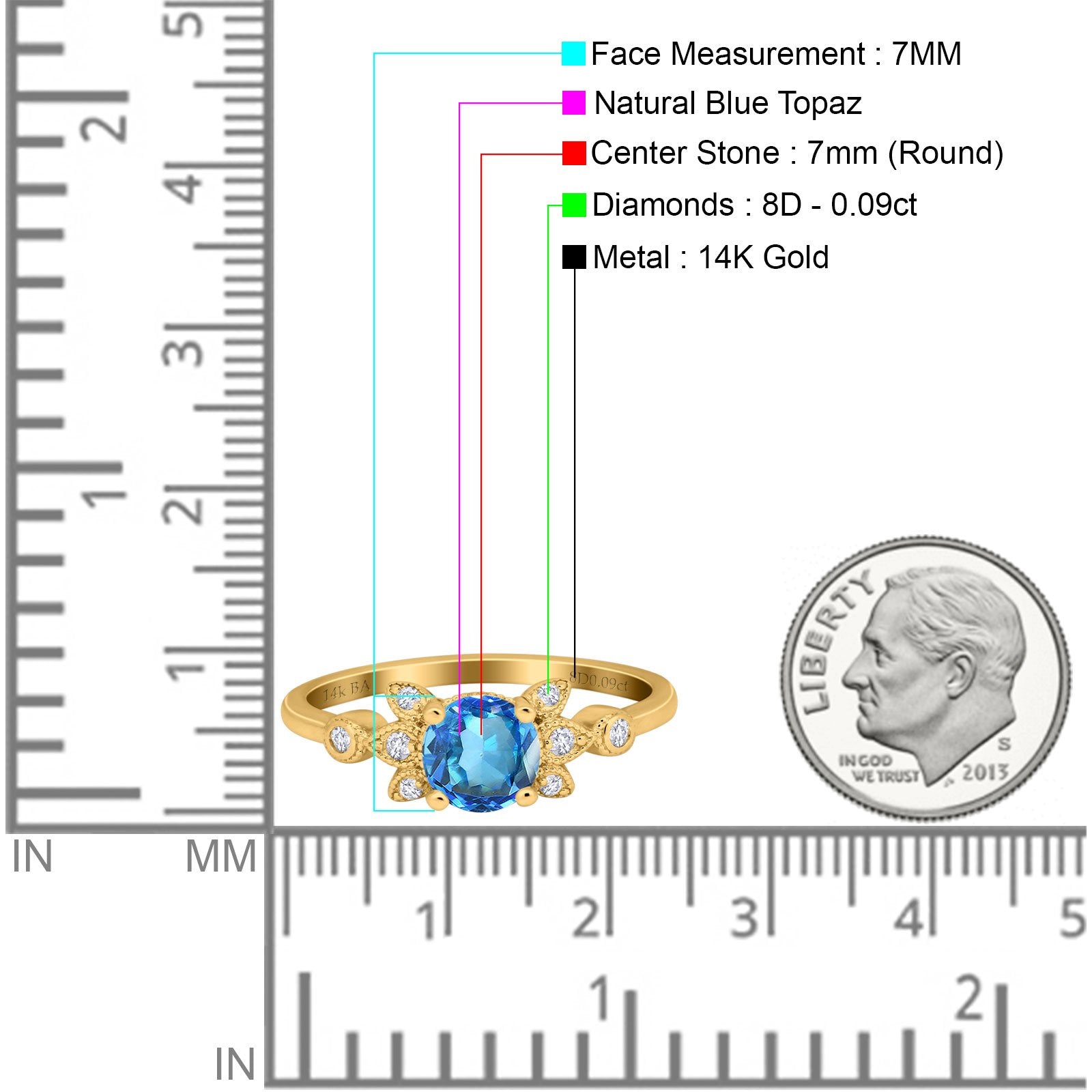 14K Gold 1.37ct Round 7mm G SI Diamond Engagement Ring for Women - Perfect Wedding Band, Anniversary Gift & Proposal Jewelry (Ideal for Bridal Sets, Valentine's Day & Special Occasions)
