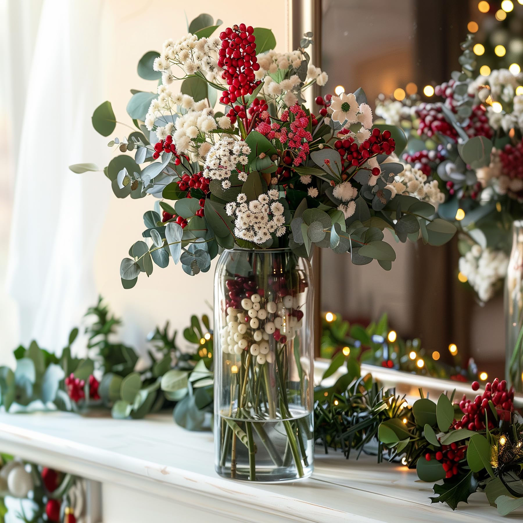 ComSaf 8 Inch Tall Clear Glass Flower Vase - Elegant Home Decor Centerpiece for Living Room, Bedroom, Wedding, Valentine's Day & Mother's Day - Perfect for Fresh Flowers, Table Decor and Gift Giving