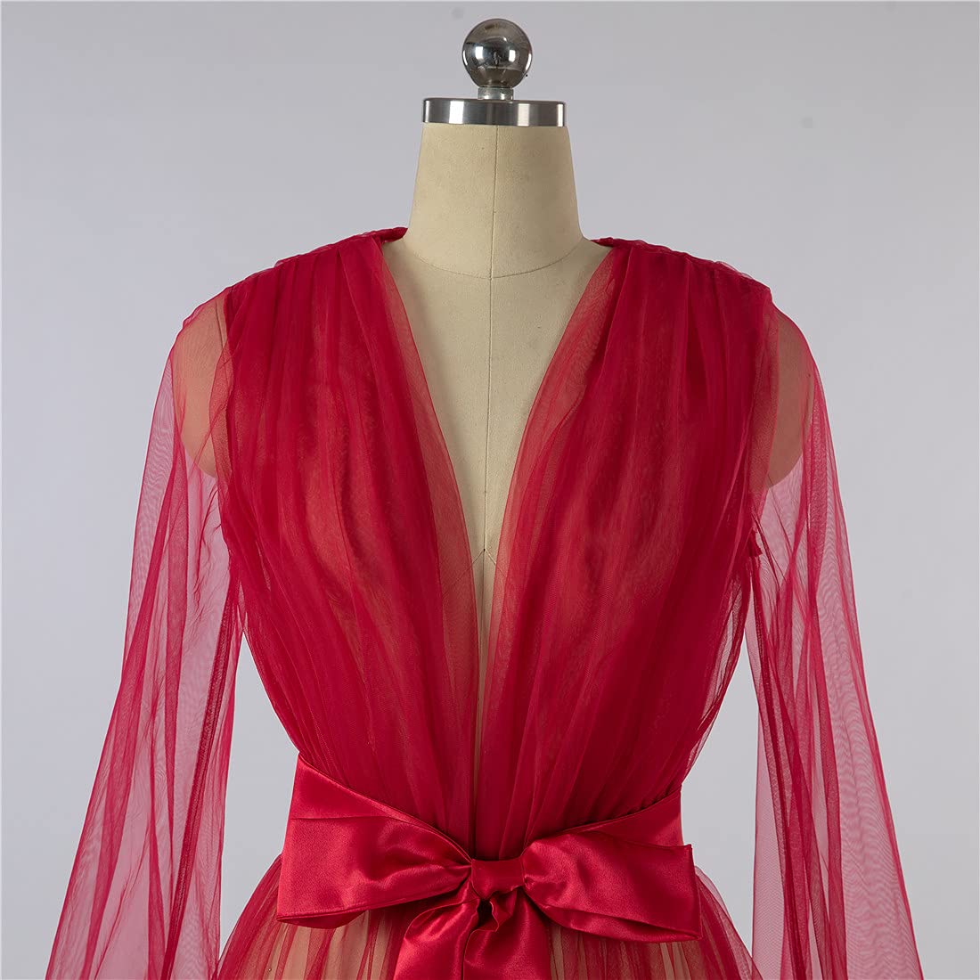 Elegant Women's Maternity Robe - Soft Bridal Lingerie for Photoshoots, Weddings & Special Occasions | Comfortable Nightgown & Illusion Scarf for Pregnancy Photos, Bridal Showers & Honeymoon Nights