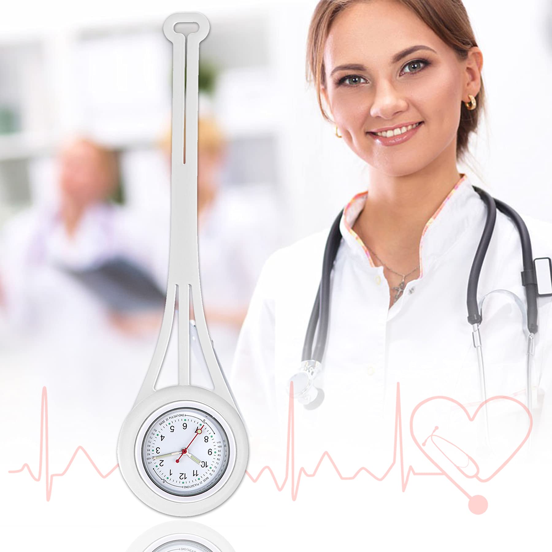 Avaner Silicone Nurse Watch with Luminous Hands & Pulsometer Scale - Waterproof Medical Watch for Nurses, Doctors & Healthcare Professionals - Perfect for Clinical Shifts, Hospital Rounds & Emergency Care