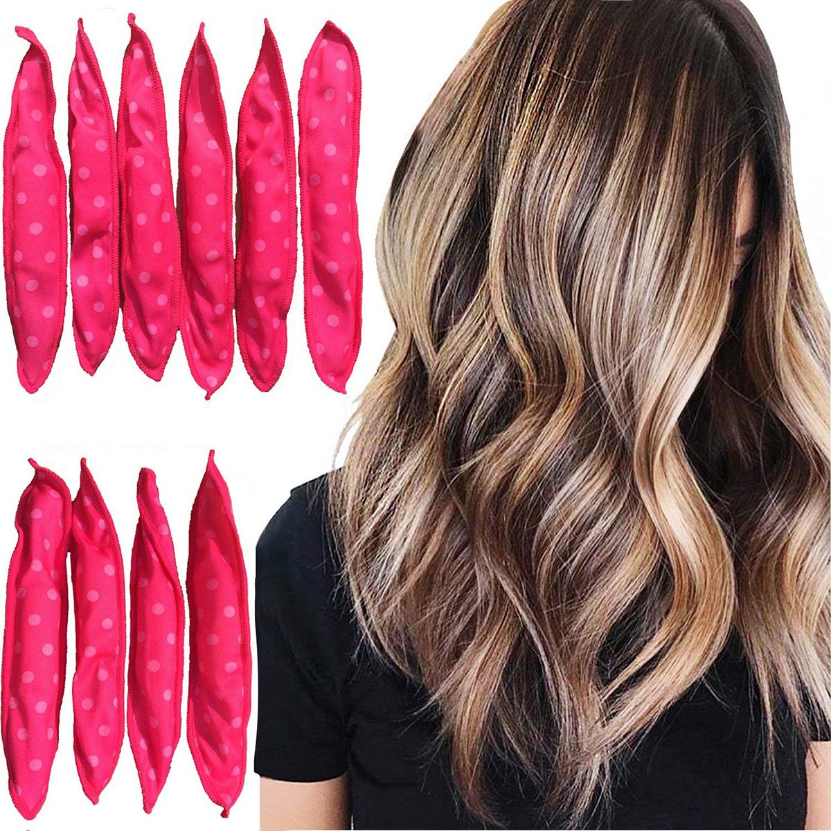 Herklotzn 10PCS Soft Foam Hair Rollers for Overnight Curls - Flexible Sponge Hair Styling Rollers for DIY Beach Waves & Natural Curls | Perfect for Sleep, Travel & Home Hair Styling