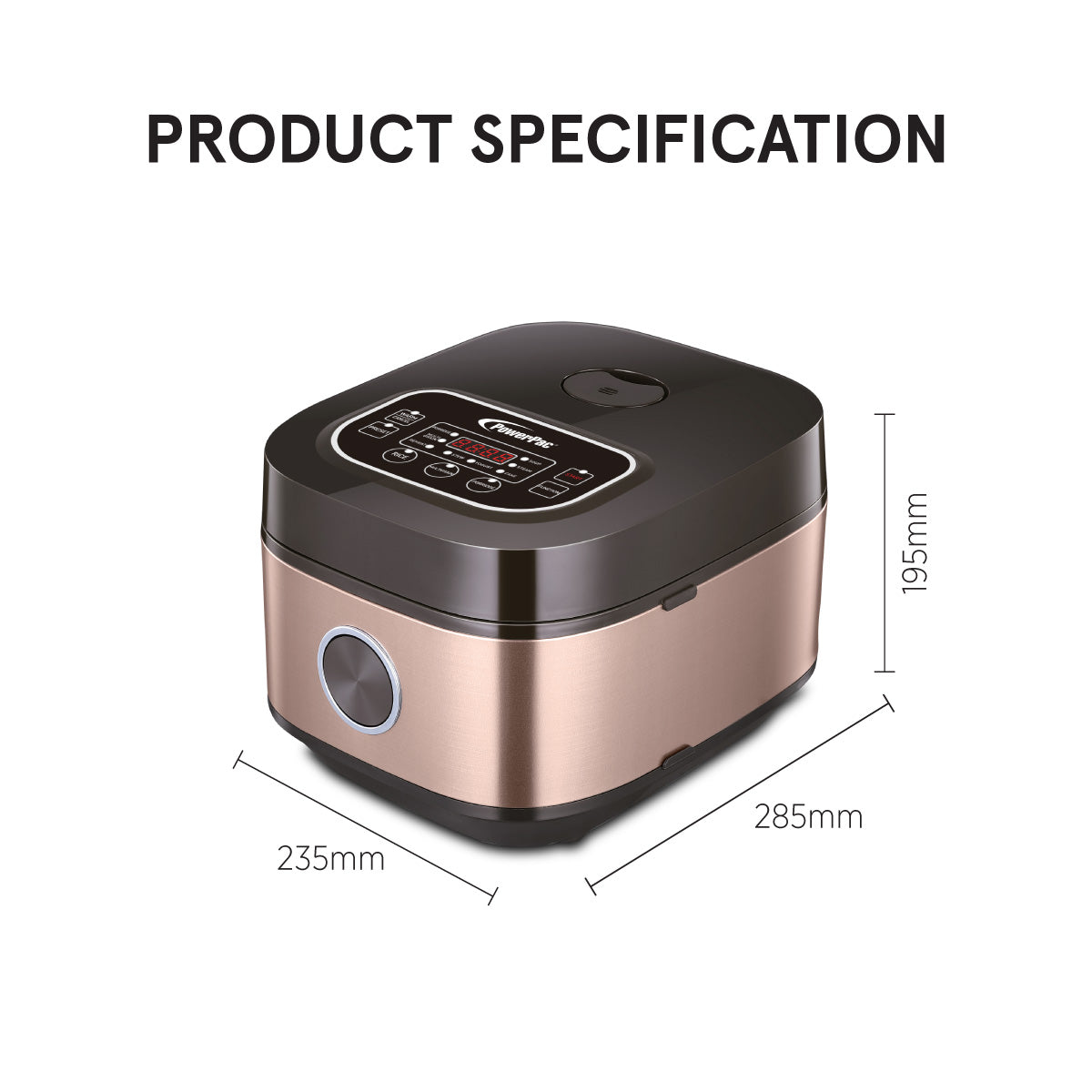 1.5L Multi-Purpose Digital Rice Cooker with Non-Stick Inner Pot - Perfect for Cooking Rice, Steaming Vegetables & More (PPRC312) - Ideal for Small Kitchens, Dorms & Apartments