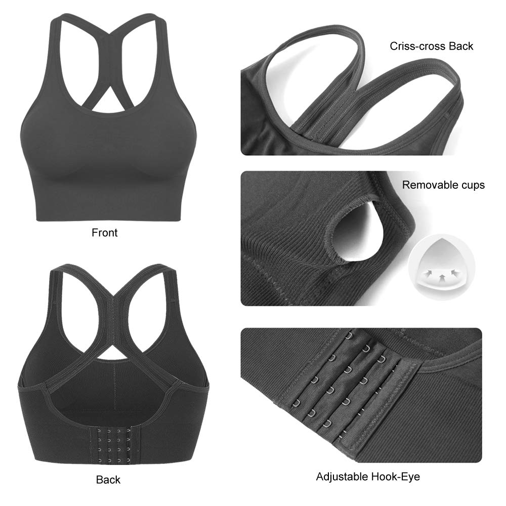 High Impact Sports Bras for Women - Racerback Padded Workout Bras, Yoga & Fitness Support, Comfortable Multipack - Perfect for Running, Gym Training & High-Intensity Workouts