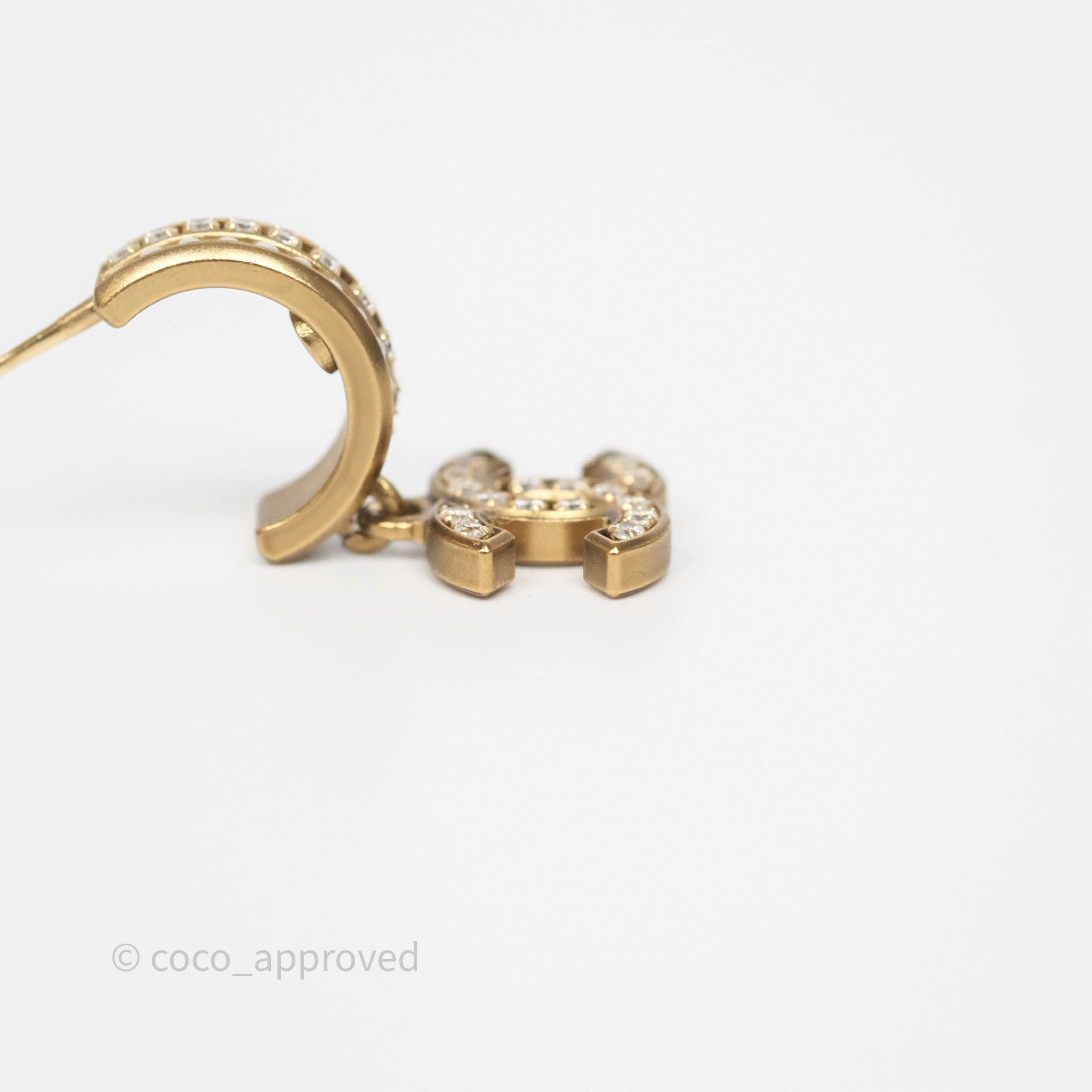 Chanel CC Crystal Pearl Hoop Earrings Gold Tone 21C - Luxury Fashion Jewelry for Women, Elegant Pearl & Crystal Design - Perfect for Parties, Weddings & Special Occasions