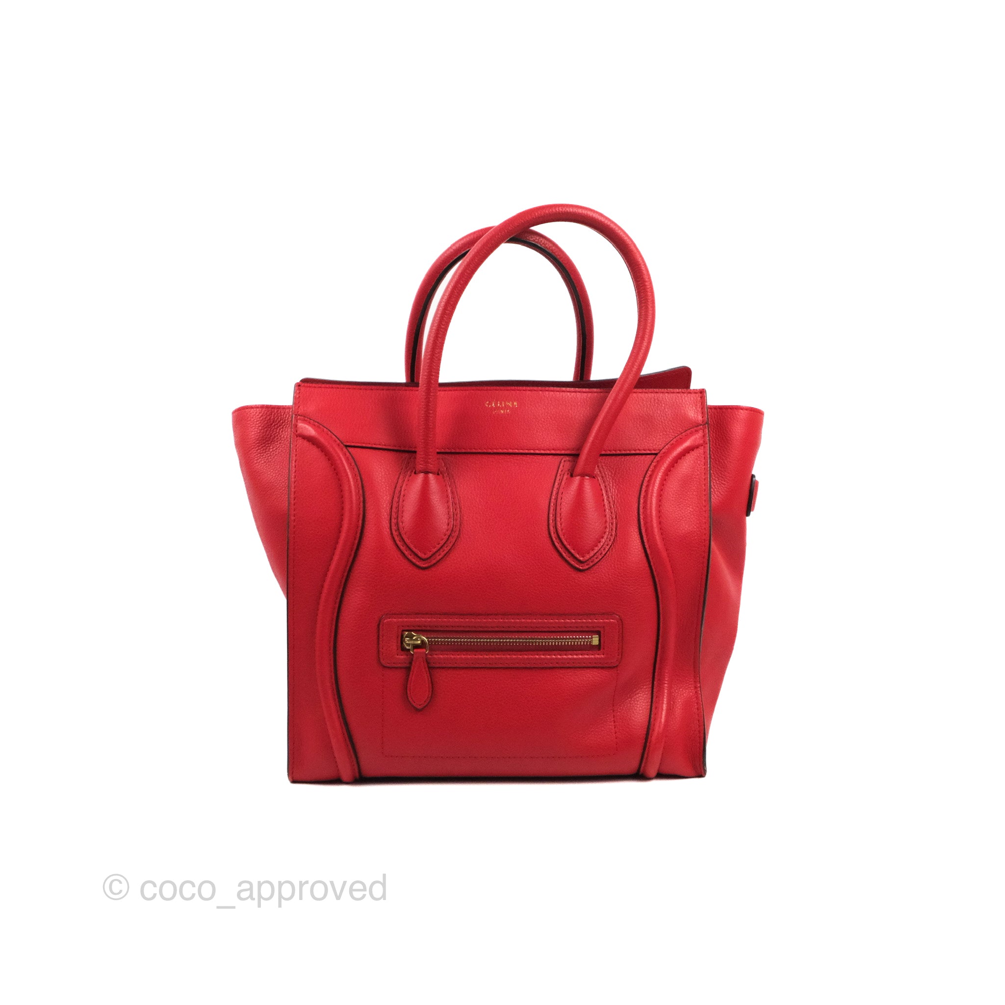 Celine Mini Luggage Bag in Red Calfskin Leather - Stylish Crossbody Handbag for Women, Perfect for Travel, Work & Everyday Use
