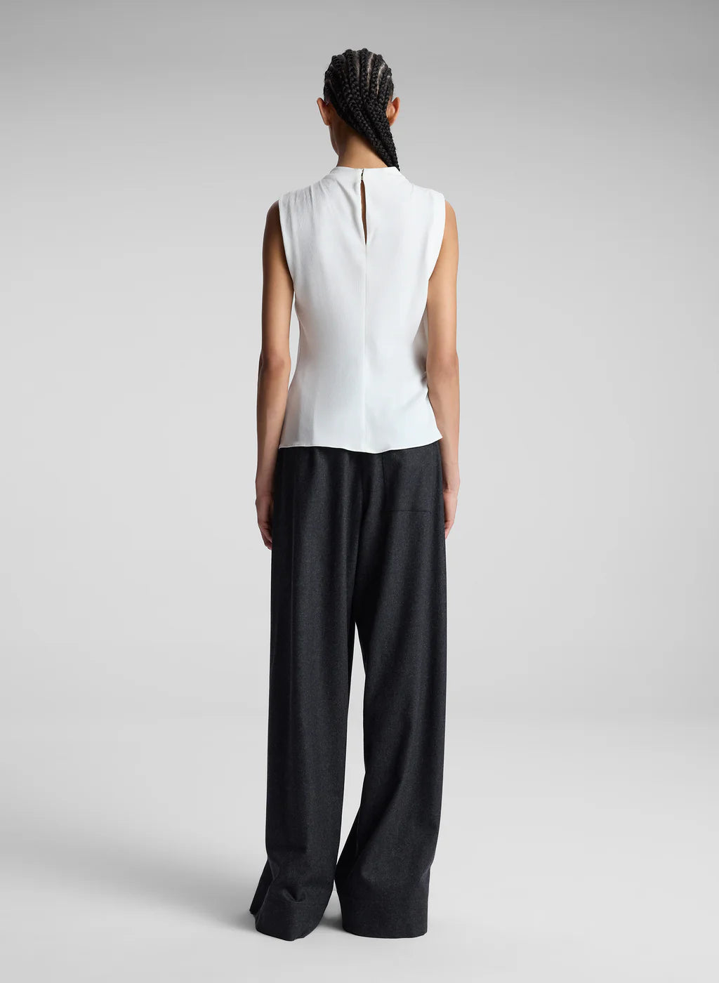 Amira Ruched Sleeveless Women's Top - Off White | Stretchy Casual Blouse for Summer, Date Night & Office Wear