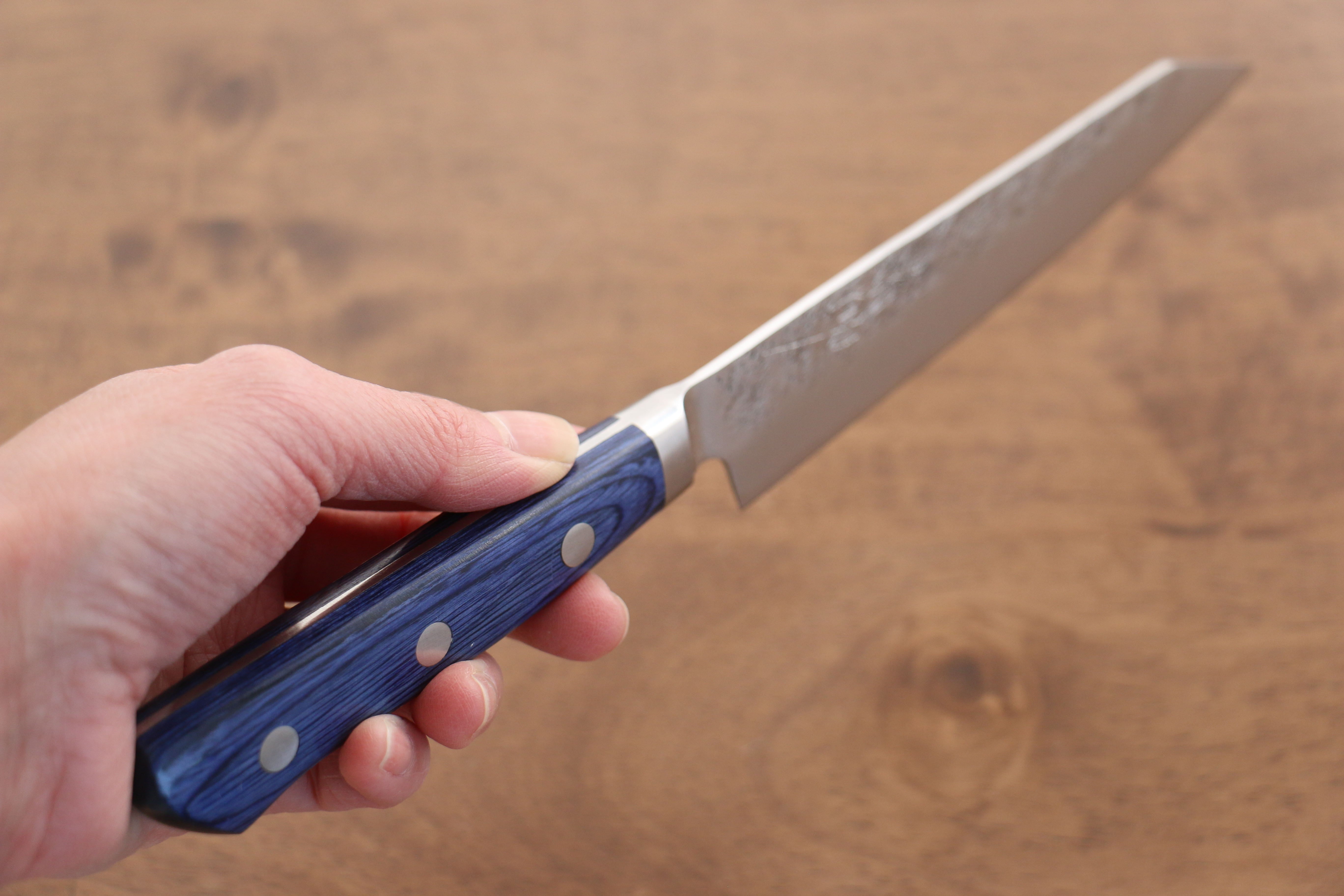 Premium Seisuke Blue Steel No.2 Nashiji Kiritsuke Petty Knife 145mm - Japanese Chef Utility Knife with Blue Pakkawood Handle - Perfect for Slicing, Dicing & Precision Kitchen Tasks