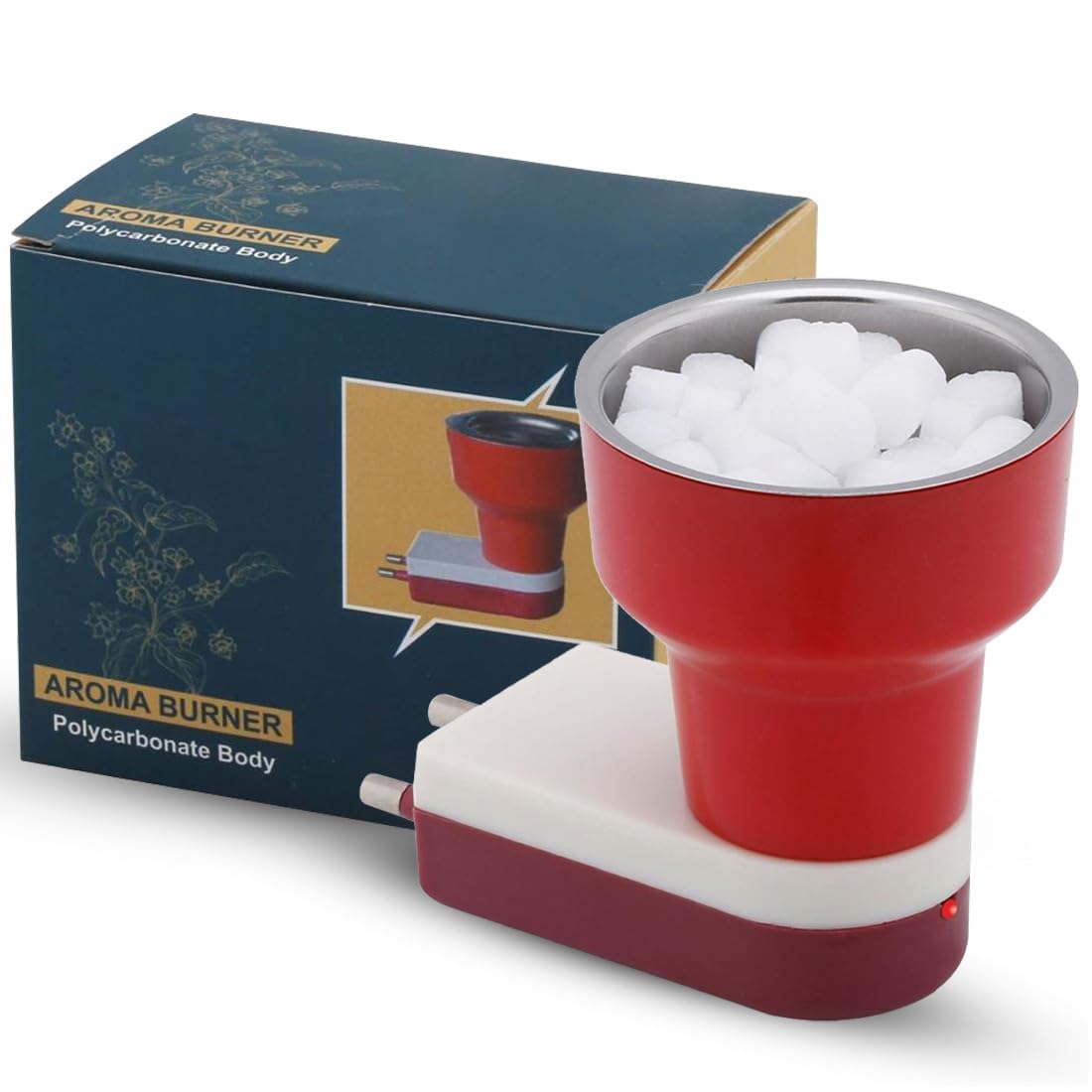 Premium Electric Camphor Diffuser & Bakhoor Burner - Aromatherapy Essential Oil Diffuser with Night Light for Home, Puja, Meditation & Relaxation (Red) - Perfect for Yoga Rooms, Bedrooms & Spiritual Spaces