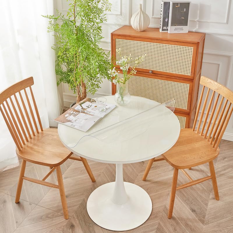 Warmstar 45 Inch Clear Round Table Protector - 1.5mm Thick PVC, Water Resistant, Durable Dining & Coffee Table Cover for Home, Office, and Outdoor Use