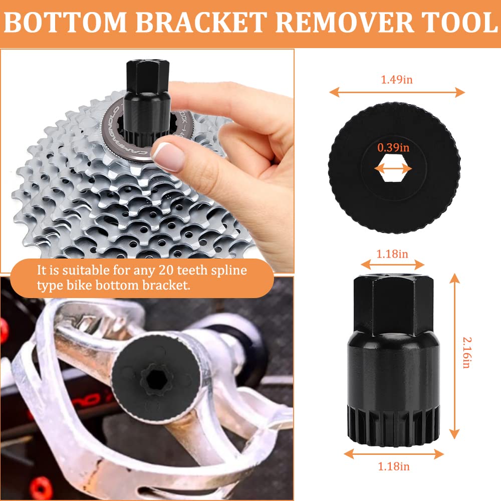 Professional Bike Tool Kit - Bicycle Crank Removal Tool, 3-in-1 Cassette Remover, Rotor Lockring Tool, Bottom Bracket Remover & Pedal Wrench - Complete Bicycle Repair Tools for Home Mechanics & Cycling Enthusiasts - Perfect for Road Bikes, Mountain Bikes & DIY Maintenance