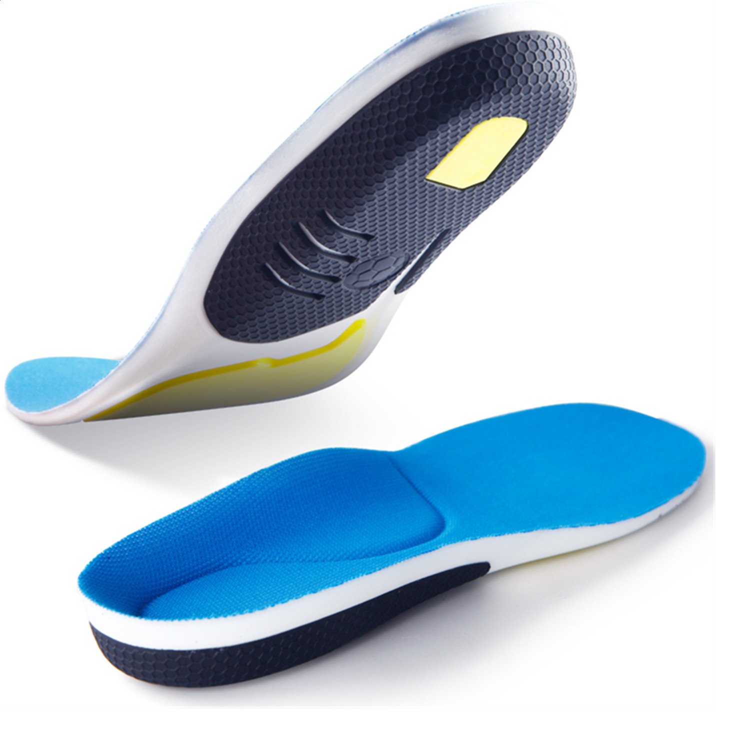 Gel Sport Replacement Insoles for Men and Women - Heel Protection & Shock Absorption Orthotic Shoe Inserts (Blue, 1 Pair) - Perfect for Running, Walking & Work Shoes
