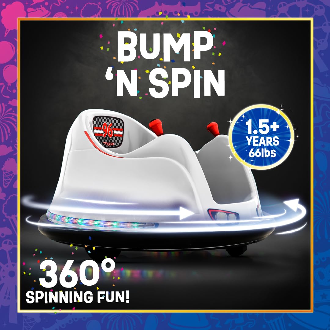FunPark 6V Electric Bumper Car for Toddlers & Kids Ages 1.5-4 Years - 360° Spinning Ride-On Toy with LED Lights | Supports 66 lbs | Indoor & Outdoor Play | Birthday Gift for Boys & Girls | Backyard & Playground Fun | No Remote Control | Safe & Durable Kids Toy for Home, Daycare & Party Entertainment