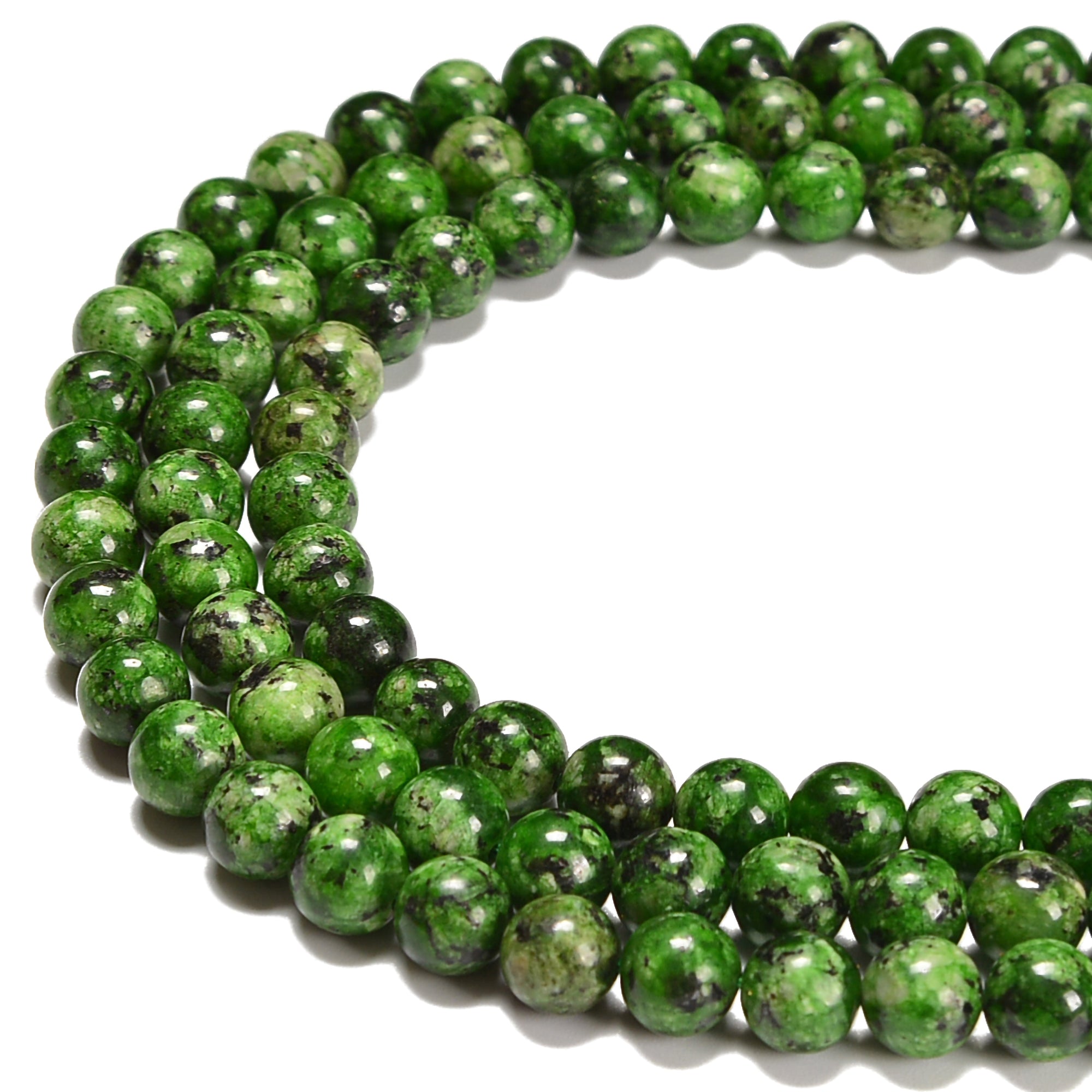 8mm Diopside Jasper Smooth Round Beads - 15.5