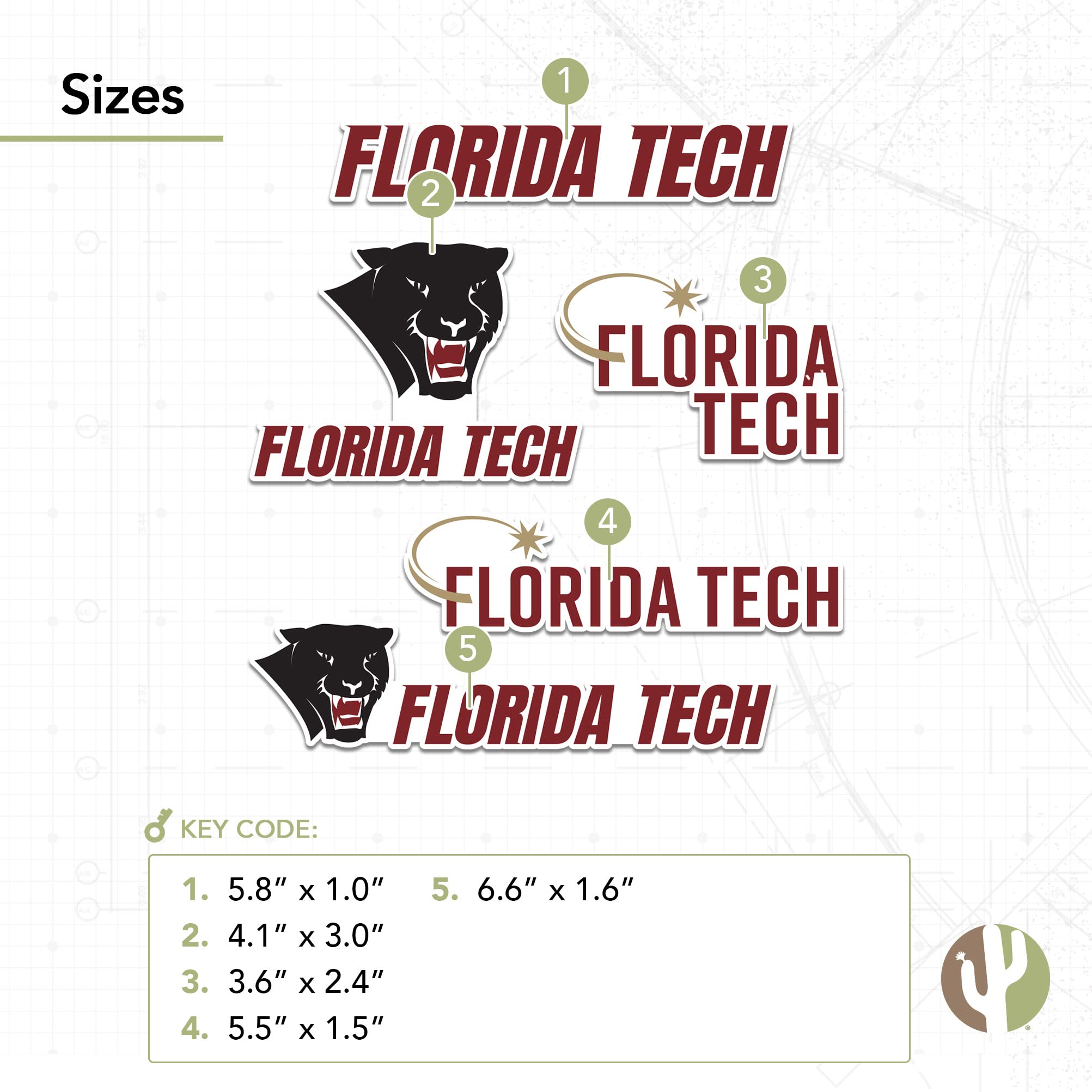 Florida Tech Panthers Vinyl Decal Sticker - Desert Cactus Design for Laptop, Water Bottle, Car & Scrapbook - FIT University Spirit Gear | Perfect for College Students, Alumni & Fans