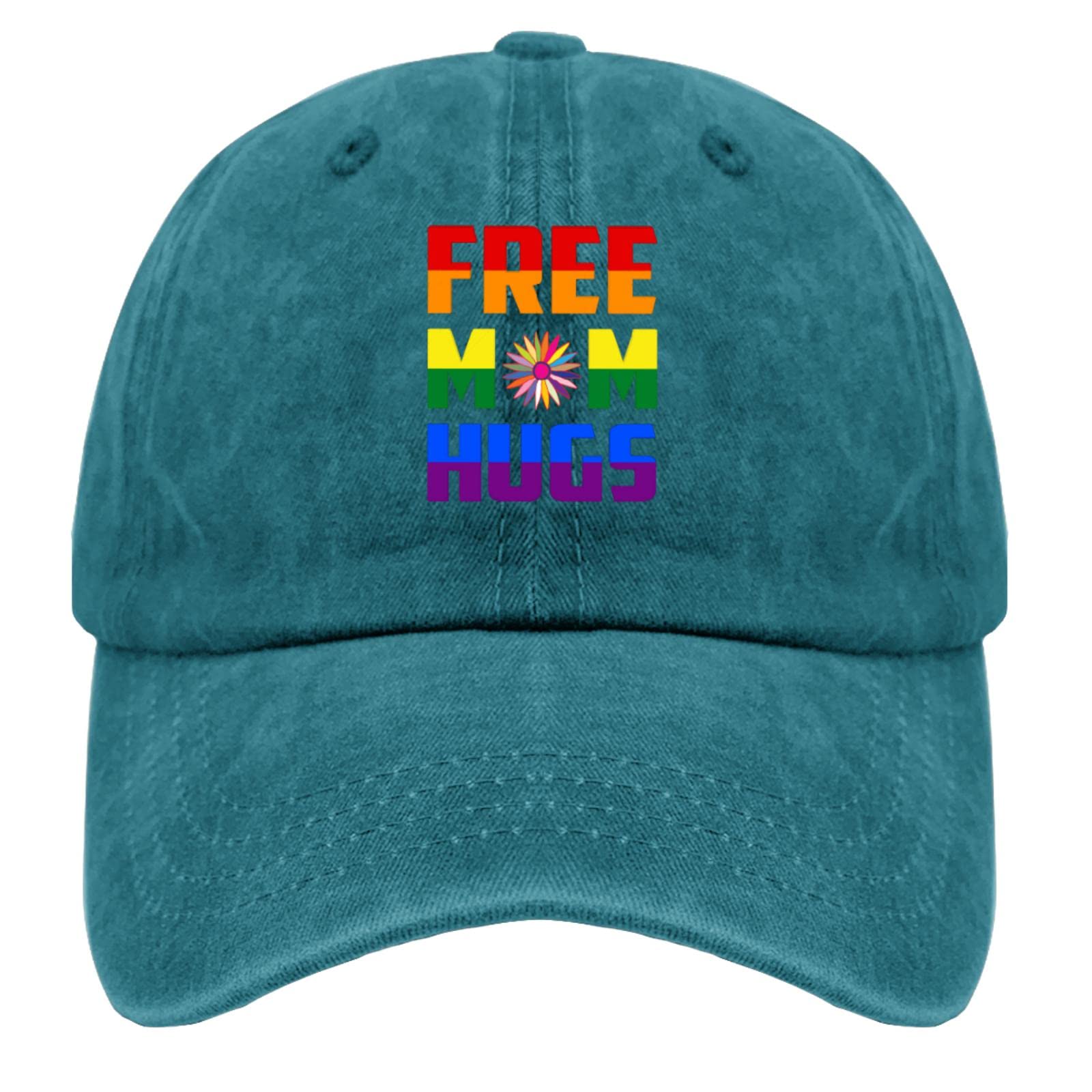 Vintage 90s Distressed Baseball Cap for Men - Adjustable Washed Cotton Dad Hat with 'Free Mom Hugs' Design - Perfect for Casual Wear, Street Style & Retro Fashion