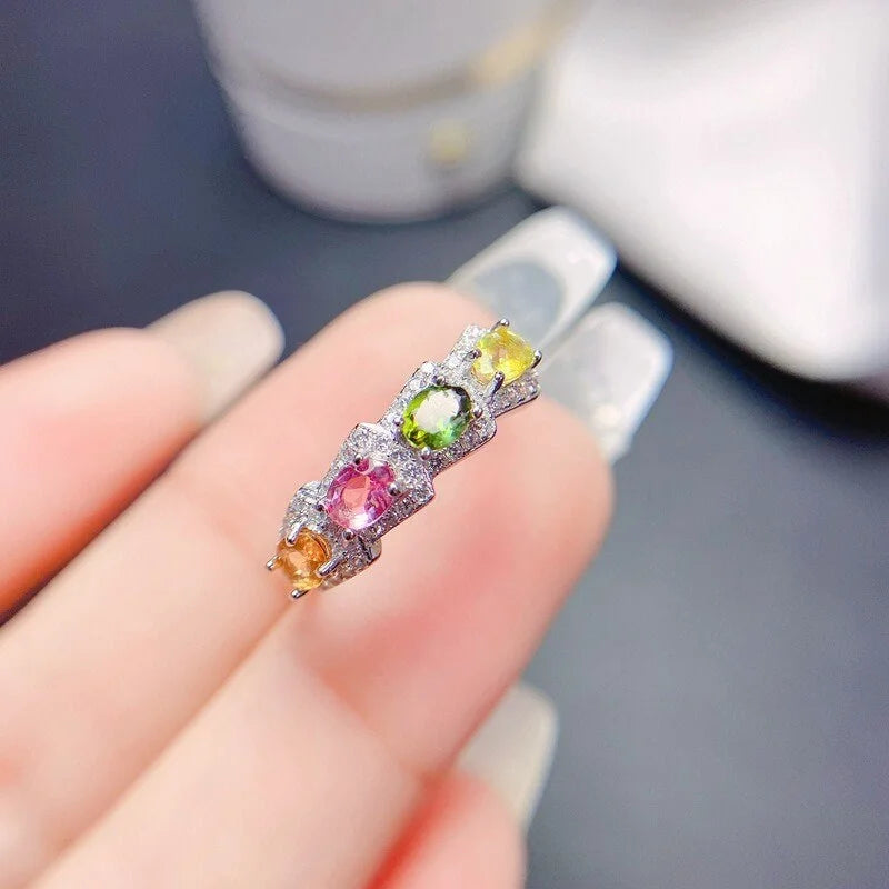Sterling Silver Tourmaline Ring for Women - Elegant Gemstone Jewelry Gift for Birthday, Anniversary & Special Occasions | Perfect for Daily Wear, Parties & Formal Events