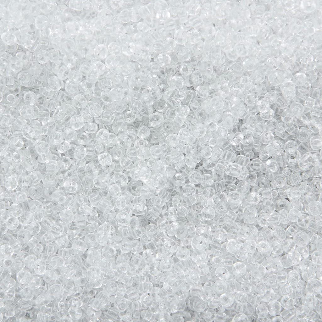 11/0 Seed Beads - 50g (1.76 oz) Clear Glass Beads for Jewelry Making, DIY Crafts, and Embroidery Projects