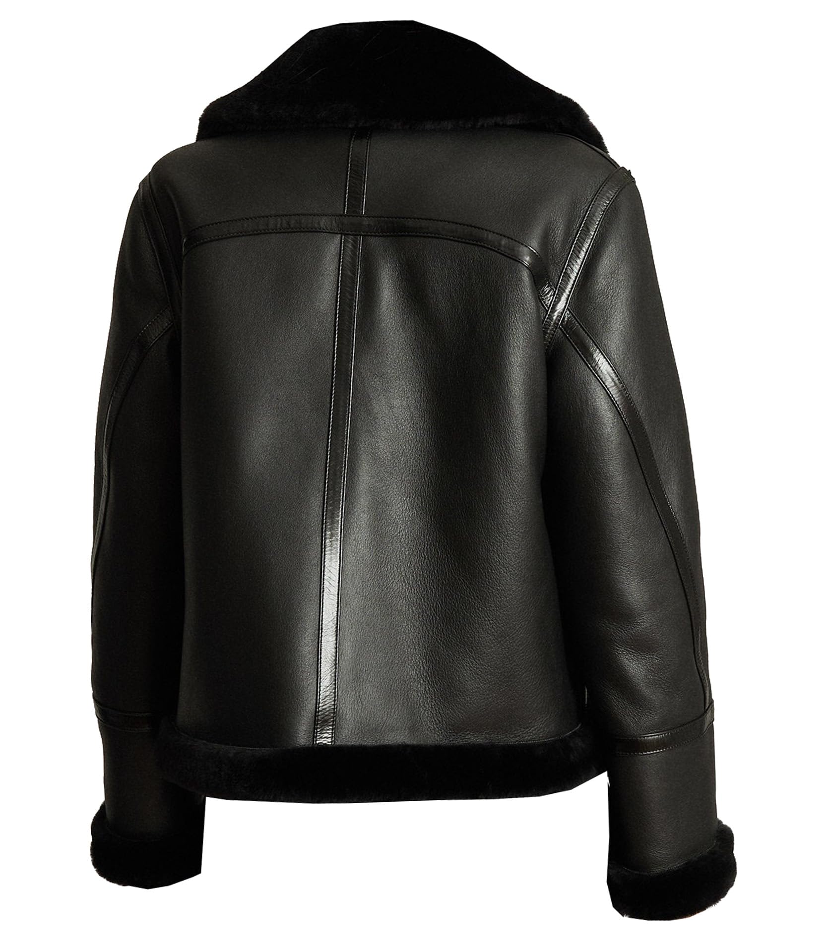 VearFit Women's Real Black Leather Jacket with Shearling Lining - Aviator Style Winter Coat for Cold Weather, Motorcycle Riding & Fashion Outfits