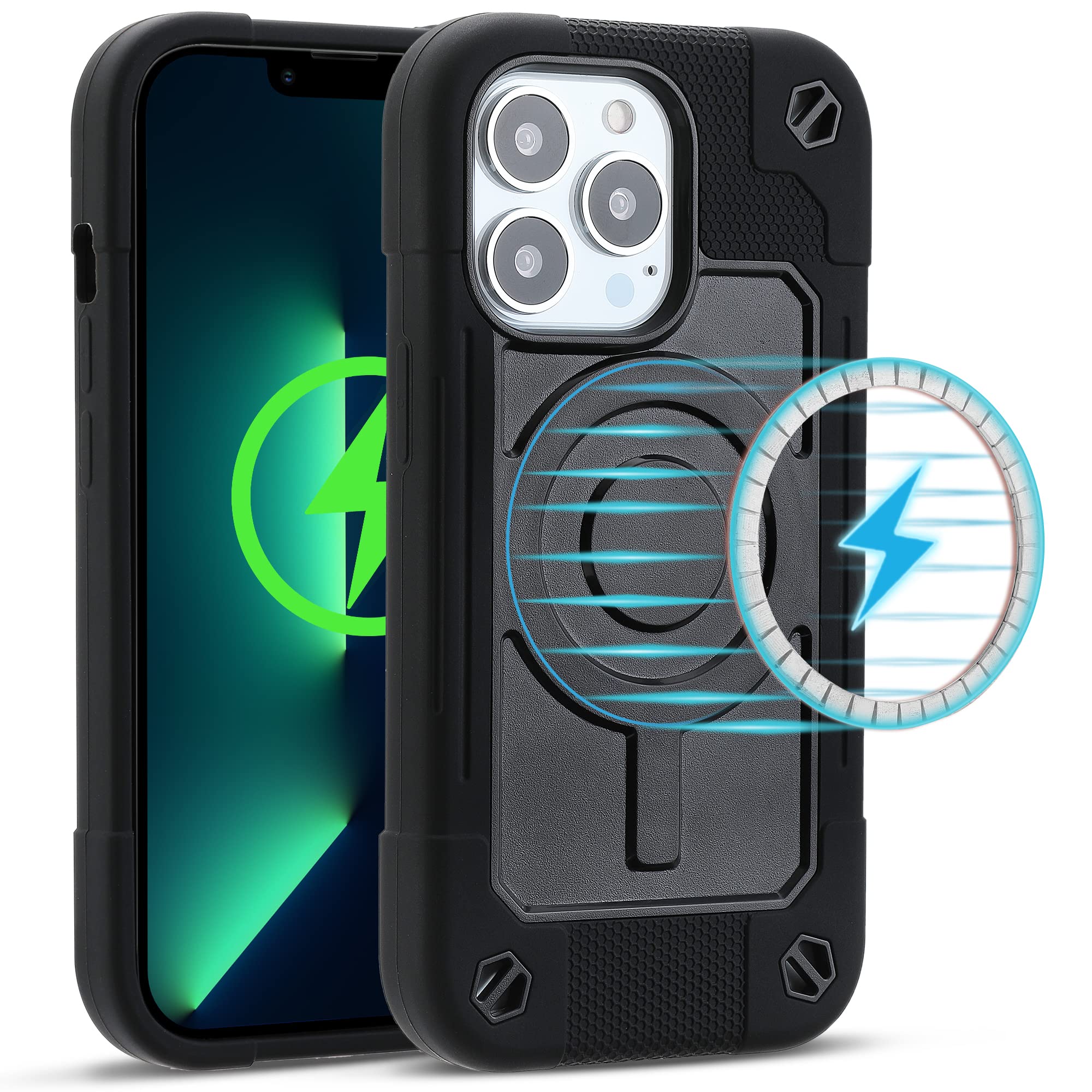MARKILL Magnetic Case for iPhone 13 Pro Max 6.7 Inch | Military-Grade Rugged Protection | MagSafe Compatible | Heavy Duty Protective Cover (Black) | Perfect for Outdoor Adventures & Daily Use