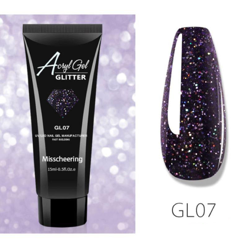 Glitter PolyGel Nail Kit - Professional UV LED Gel in a Tube for Long-Lasting Nail Extensions & Designs | Perfect for DIY Manicures, Salon Use & Special Occasions