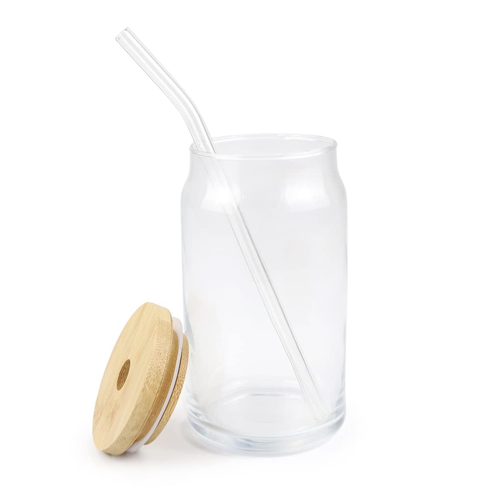 QOMOLANGMA 48-Pack Sublimation Blank 16oz Beer Glasses - Clear Can Shaped Drinking Cups with Lids & Straws for Heat Press Transfer - Perfect for DIY Customization, Parties, Bars, and Home Use