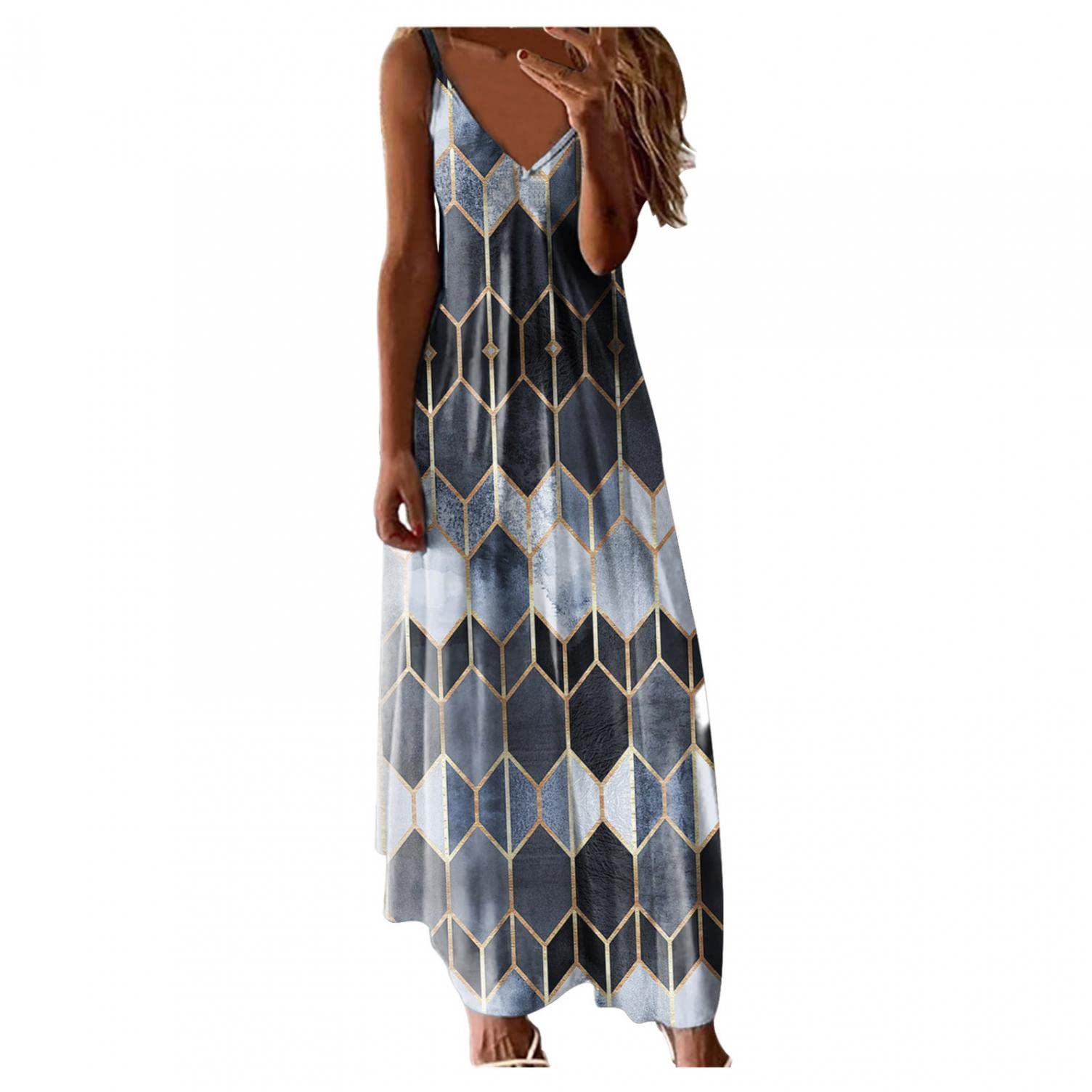 BAGELISE Women's Floral Print Maxi Dress - Long Summer Beach Dress for Casual Wear & Party Outfits | Perfect for Hawaii Vacations, Beach Getaways & Outdoor Events
