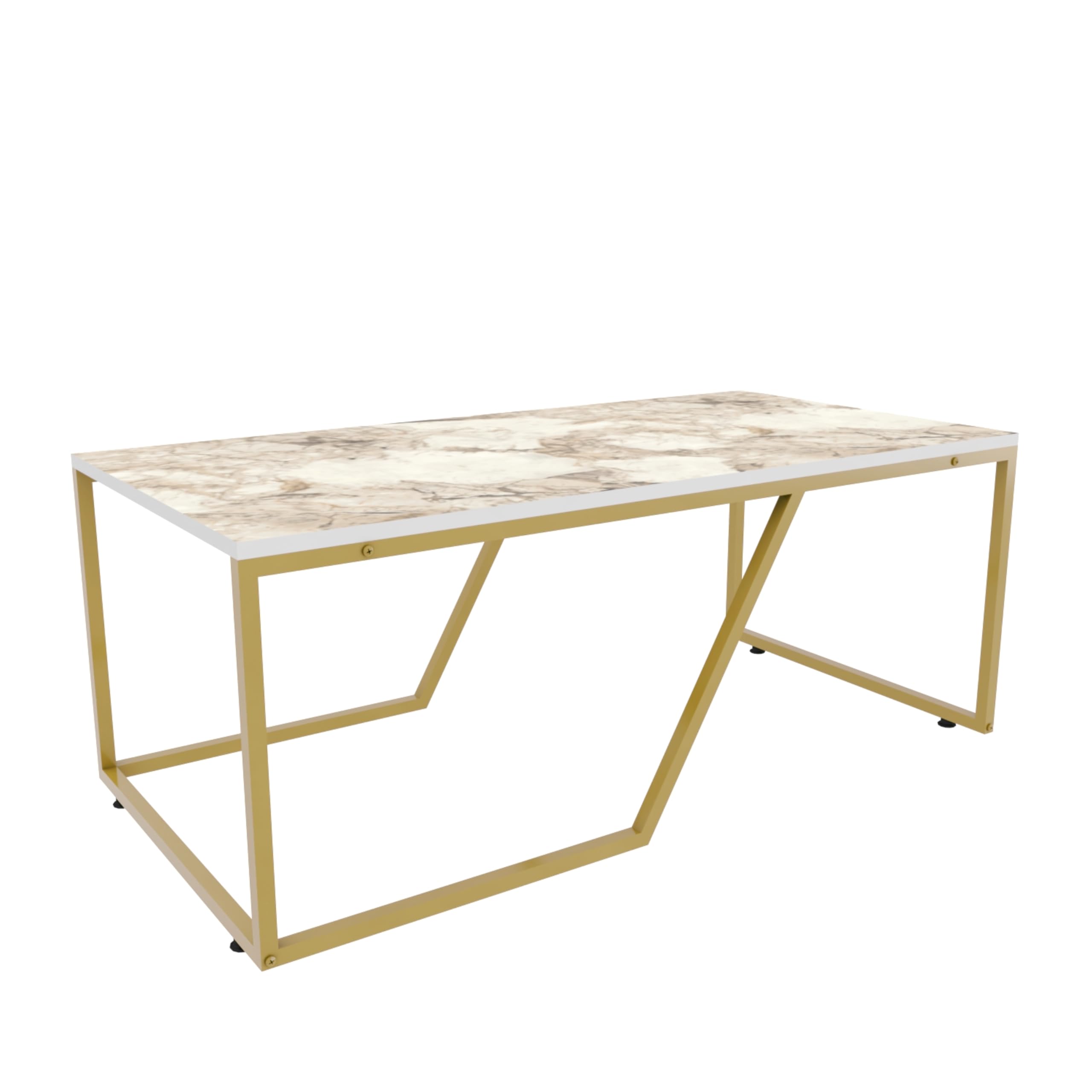 Wendy Gold Metal Leg Marble Top Coffee Table - Modern Cocktail Table for Living Room, Lounge & Office - Durable & Stylish Home Decor Furniture