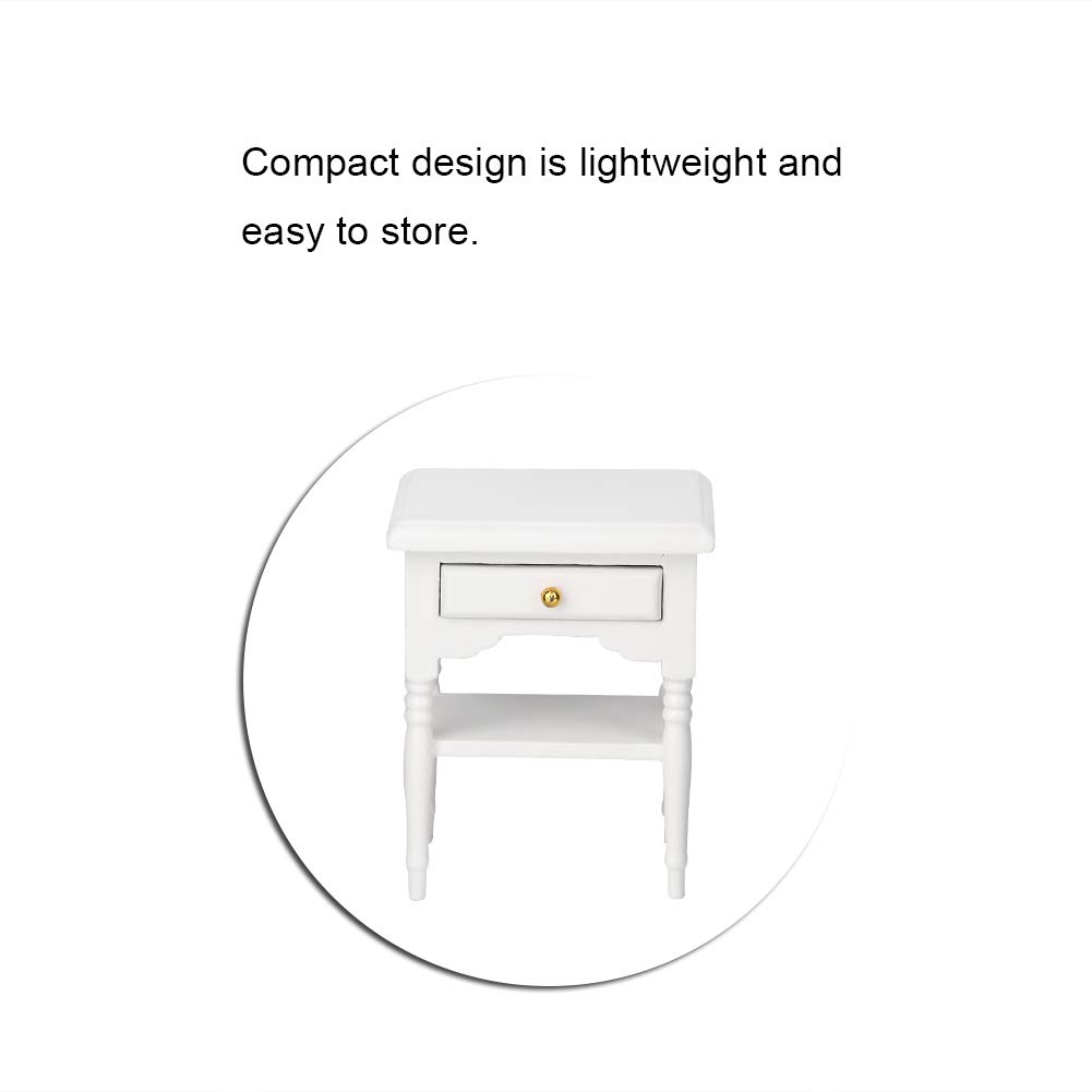 Qqmora Wooden Nightstand with Drawer - Lightweight Fashionable Dollhouse Furniture for Bedroom Decor | Perfect for Doll's Room, Miniature House & Collectible Display