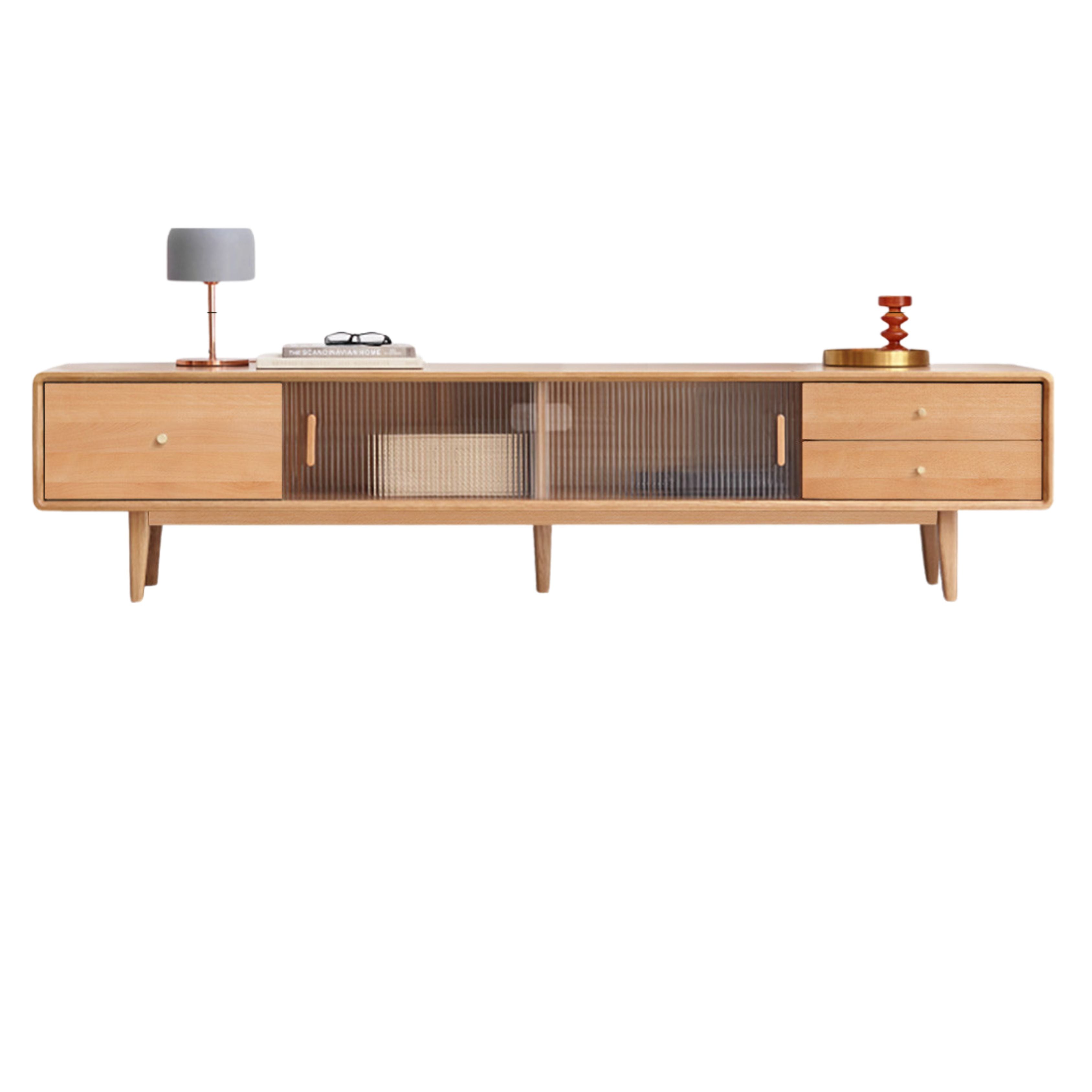 86.6x13.8x17.7 inch / 220x35x45сm / Natural Wood Color/ Beech sliding door double drawer without light WORLDWIDE SHIPPING 5-6 WEEKS