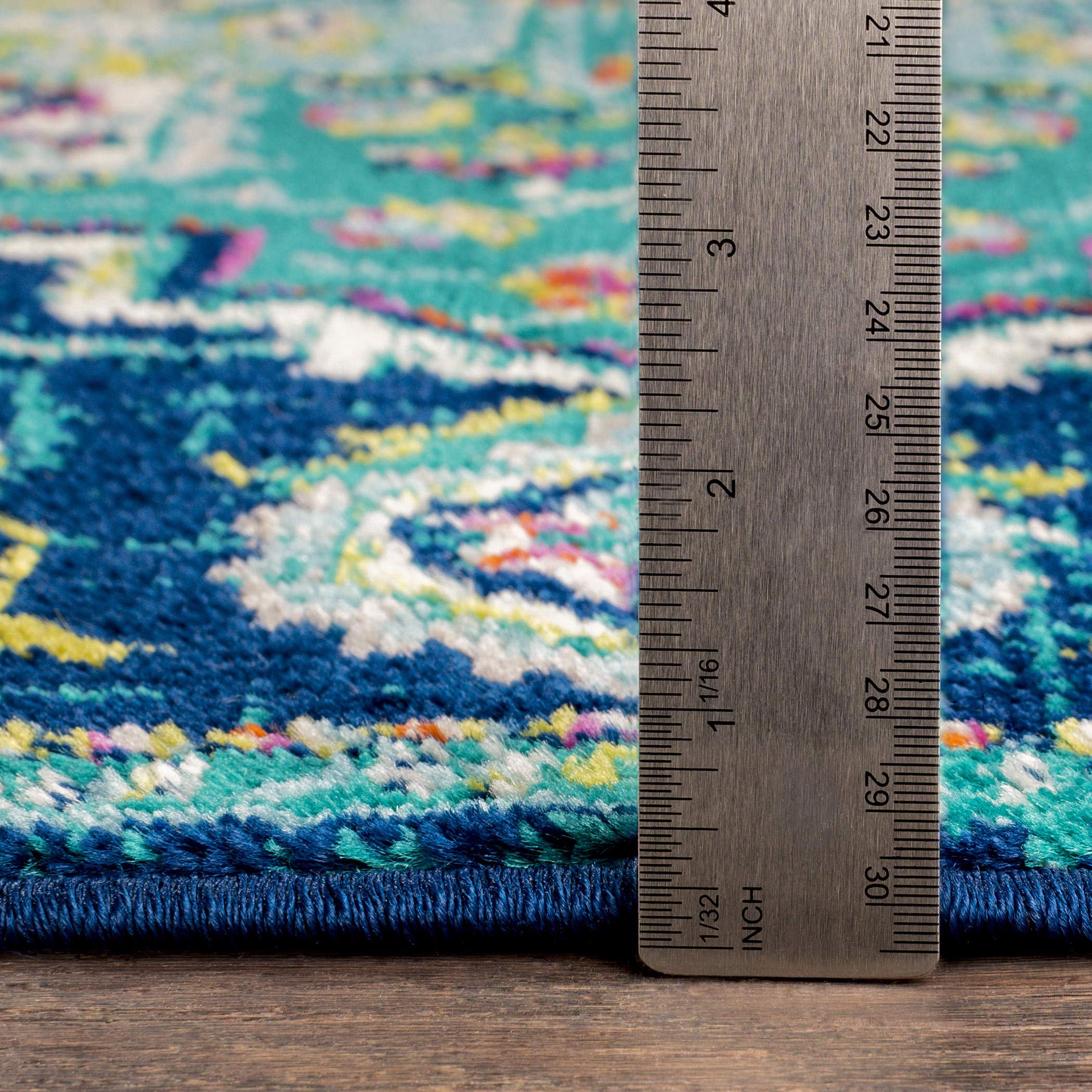 Mark&Day 7x9 Metz Traditional Teal Area Rug - Soft Blue Grey Carpet for Living Room, Bedroom, Kitchen (6'7