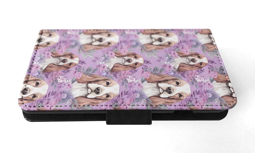 Faux Leather Flip Wallet Phone Case for Apple iPhone 14 Plus - Grand Basset Griffon Vendeen Puppy Dog Pattern | Slim Protective Cover with Card Slots | Perfect for Daily Use, Travel & Shopping