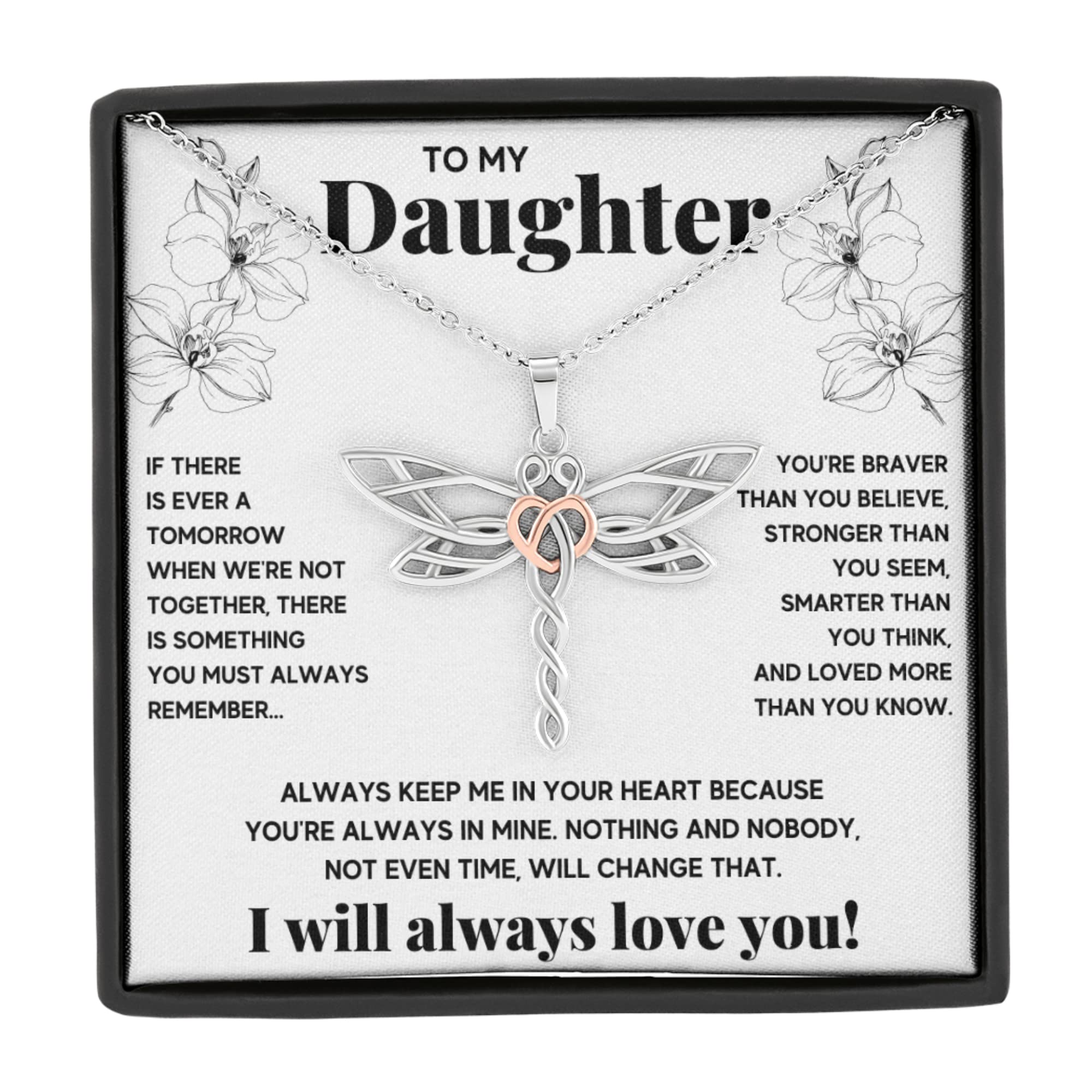 Mother Daughter Necklace Set - Personalized Jewelry Gift from Mom & Dad with Engraved Message Card & Gift Box - Heart Pendant for Daughter - Perfect for Birthdays, Anniversaries & Special Occasions