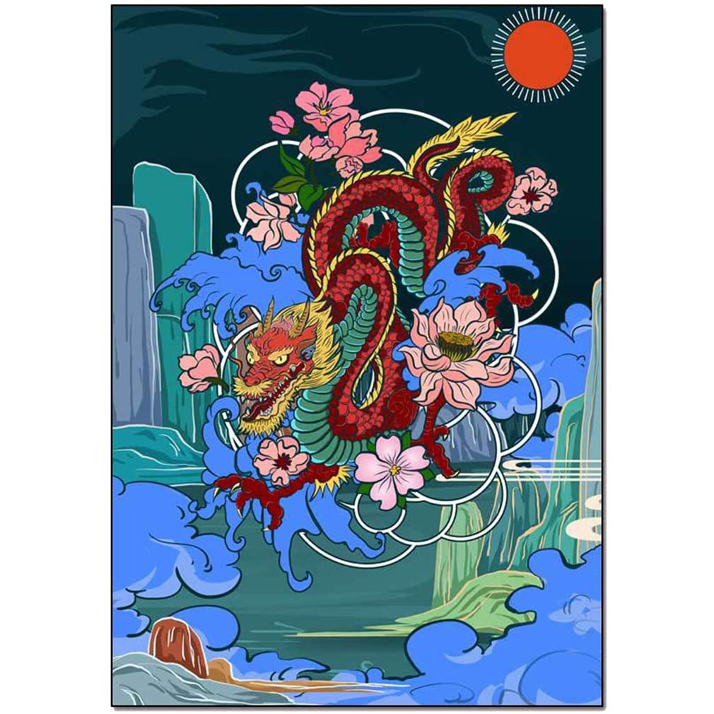 Modern Abstract Dragon Pattern Area Rug - Non-Slip Luxury Decor Carpet for Farmhouse, Bedroom, Living Room, Courtyard, Kitchen Runner - Indoor/Outdoor Use - Perfect for High Traffic Areas & Entryways - 3'x9' Green