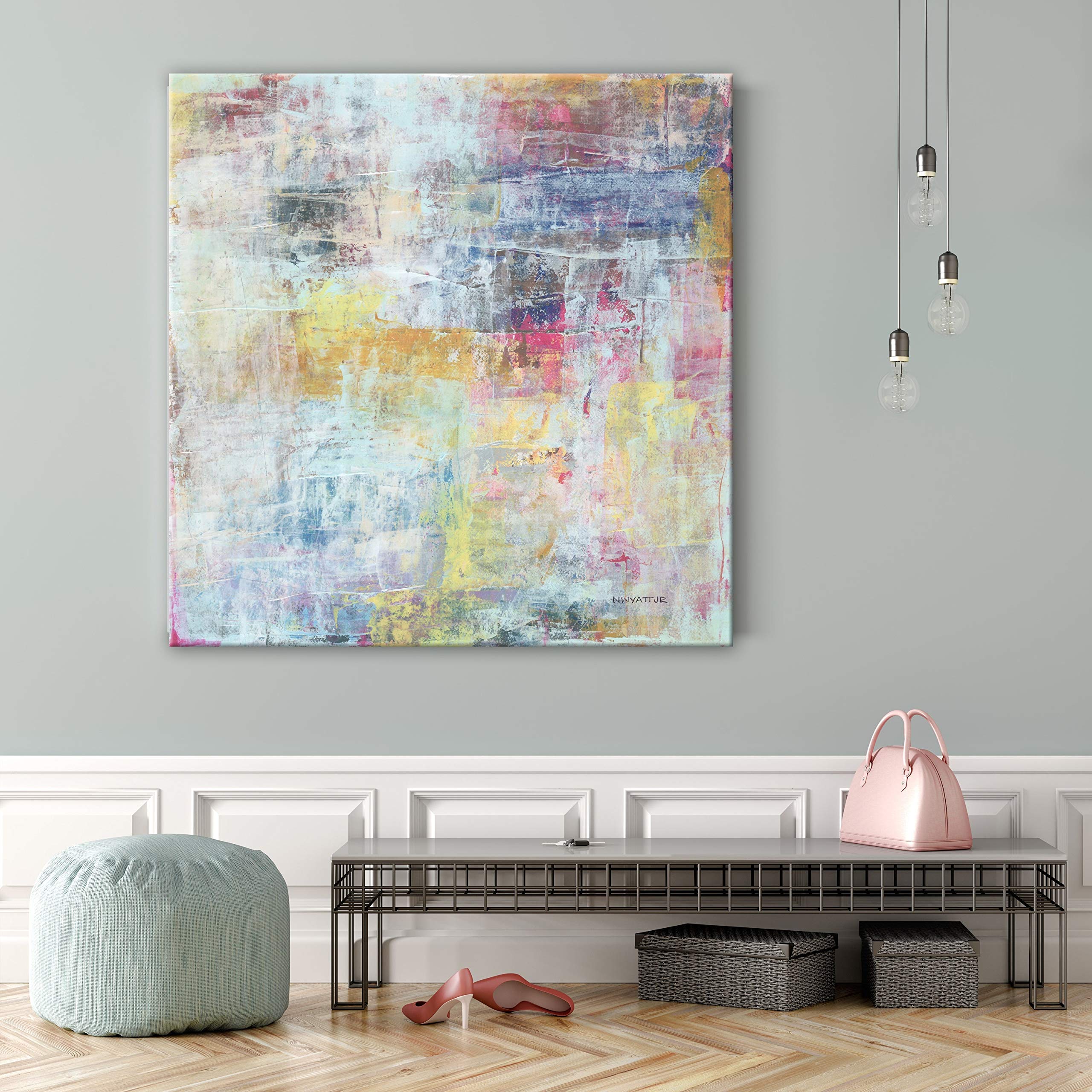 First of Spring Gallery Wrapped Canvas Wall Art by Norman Wyatt Home - 30x30 Inches Modern Floral Painting - Perfect for Living Room, Bedroom & Office Decor