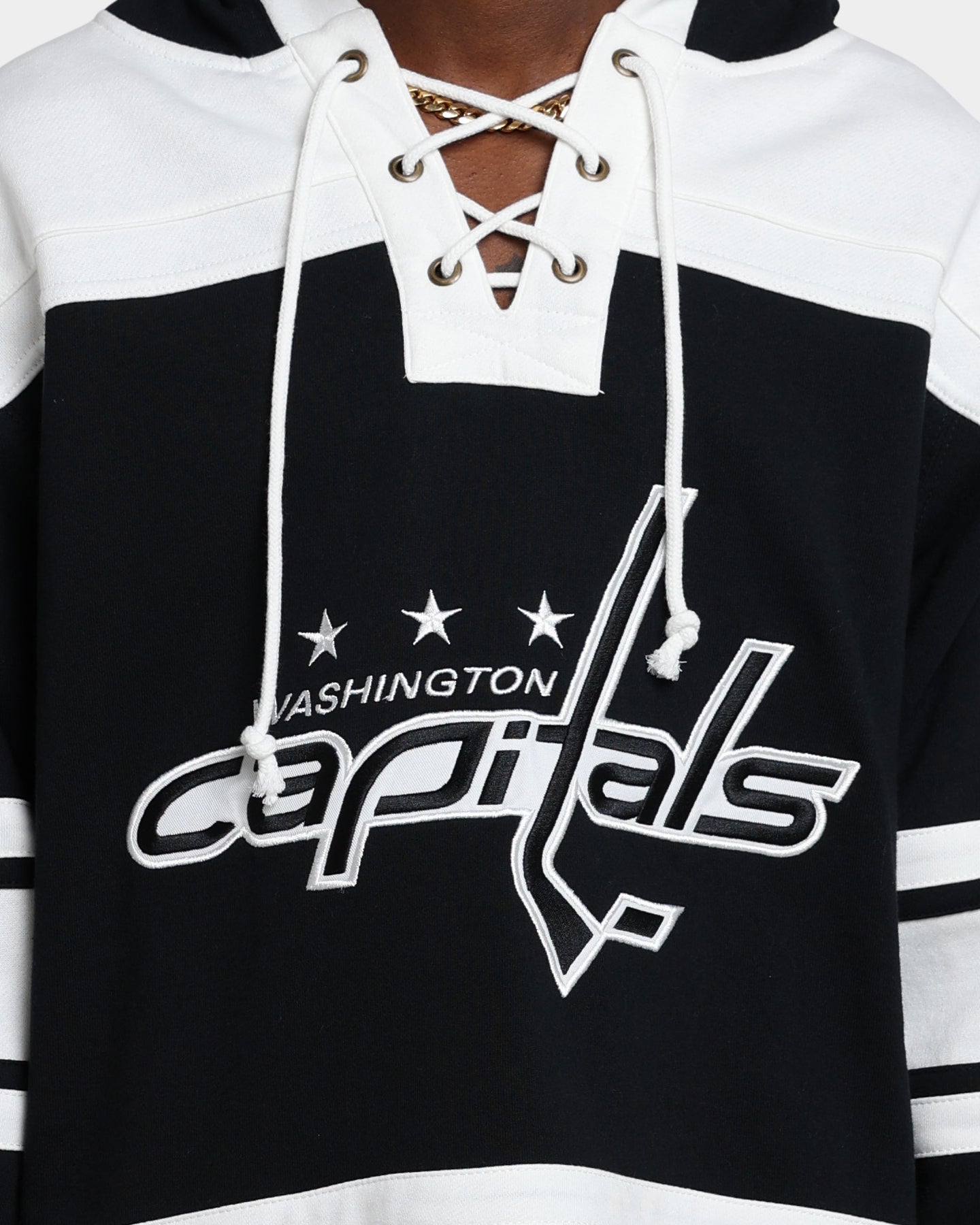 47 Brand Washington Capitals Superior Lacer Hoodie - Men's NHL Team Pullover Sweatshirt | Jet Black | Warm & Comfortable for Game Day & Casual Wear