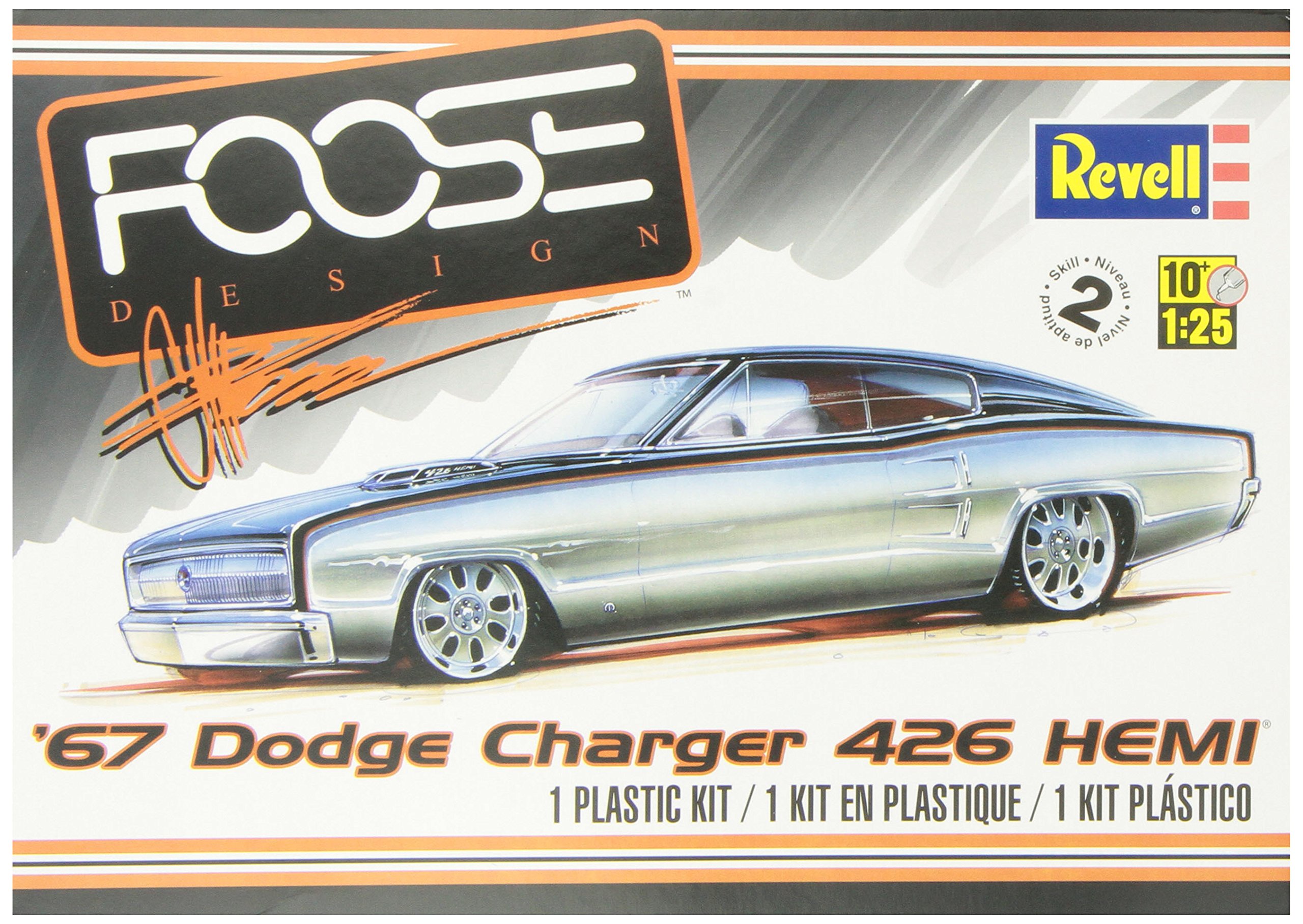 Revell 1:25 Scale '67 Dodge Charger 426 Hemi Plastic Model Car Kit - Perfect for Collectors & Hobbyists, Great for Display & DIY Projects