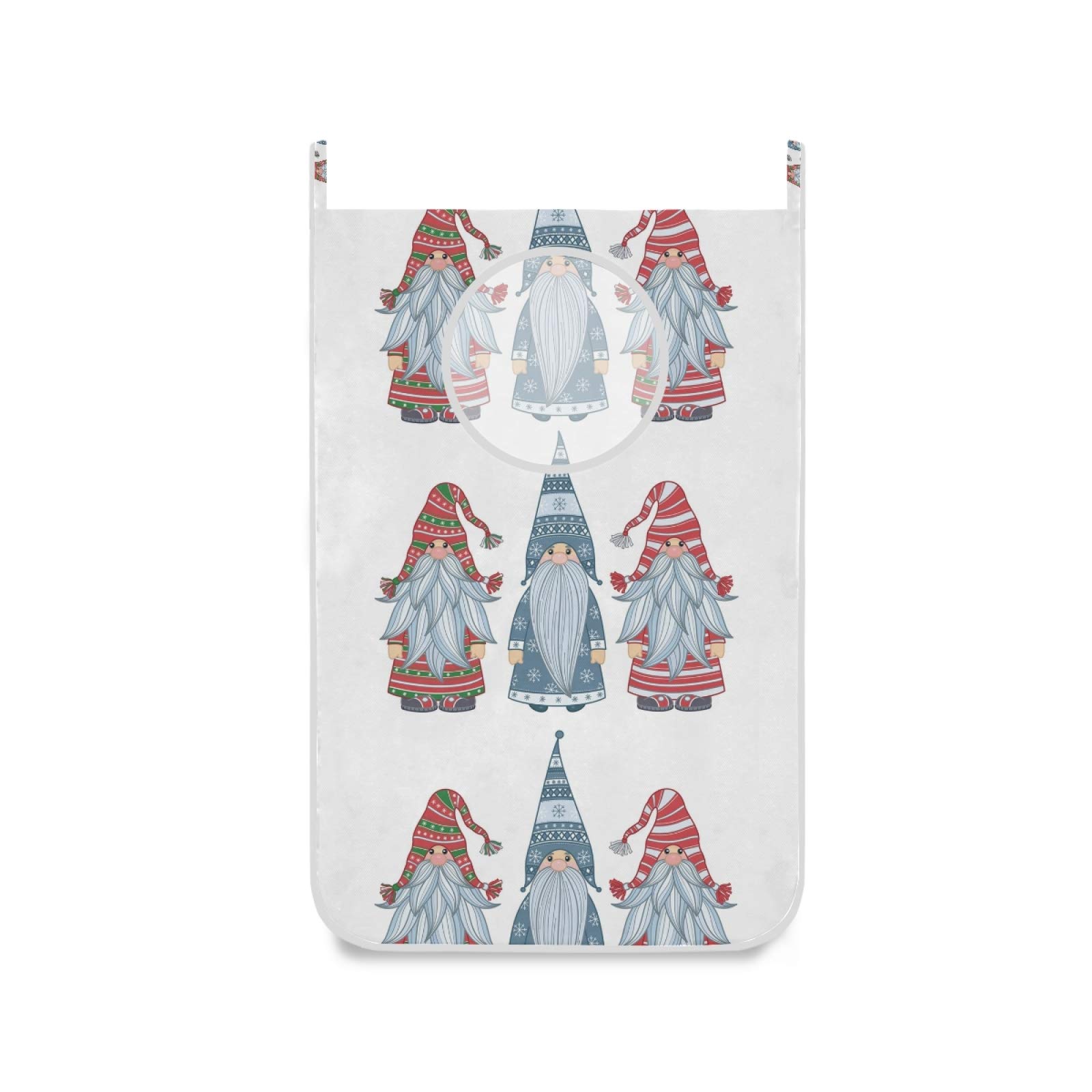 Scandinavian Christmas Gnome Tomte Hanging Laundry Hamper - Over The Door Dirty Clothes Bag with Hooks for Bathroom, Bedroom & College Dorm Storage | Perfect Holiday Decor & Space-Saving Solution