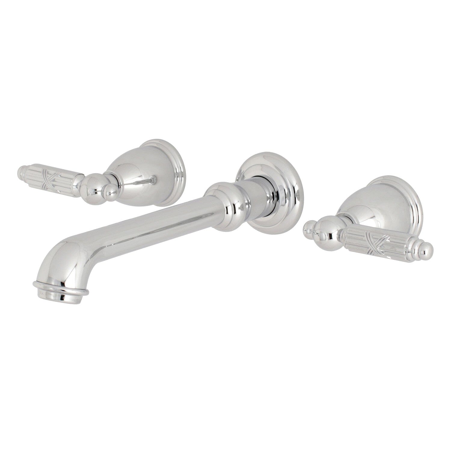 Georgian Double Handle 3 Hole Wall Mount Bathroom Faucet - Vintage Brass Bathroom Sink Faucet for Traditional & Farmhouse Style Bathrooms