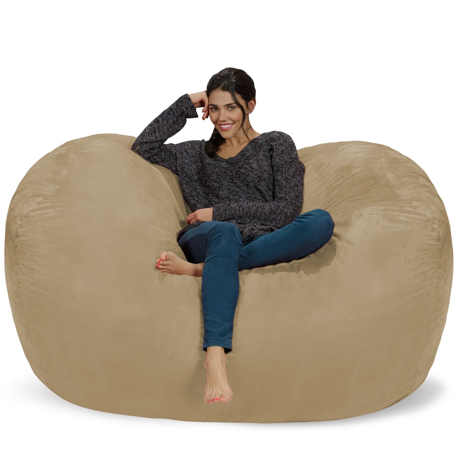 Chill Sack 6' Memory Foam Bean Bag Chair - Oversized Lounger with Soft Microfiber Cover (Camel) - Perfect for Living Rooms, Game Rooms & Dorm Relaxation