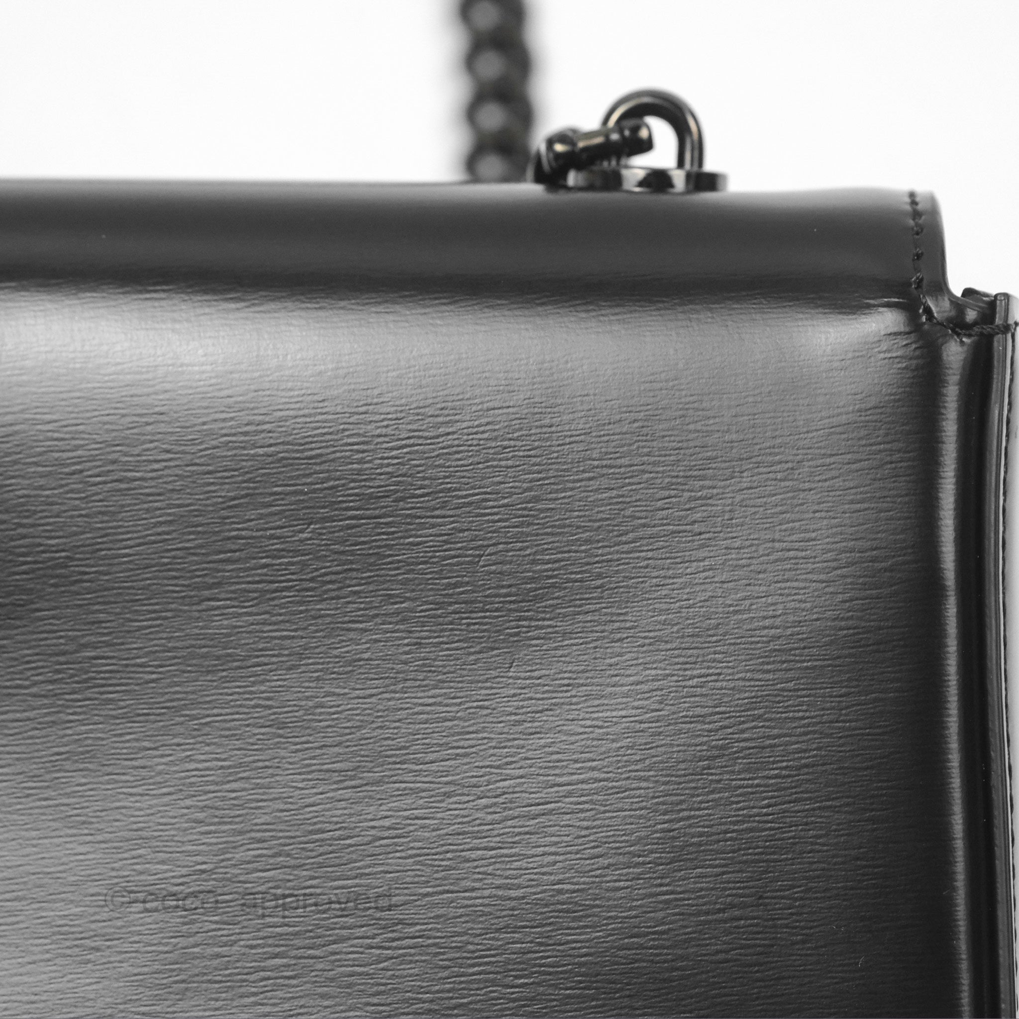 Celine Triomphe Chain Shoulder Bag in So Black Shiny Calfskin Leather - Elegant Crossbody Purse for Women, Perfect for Date Night & Evening Events