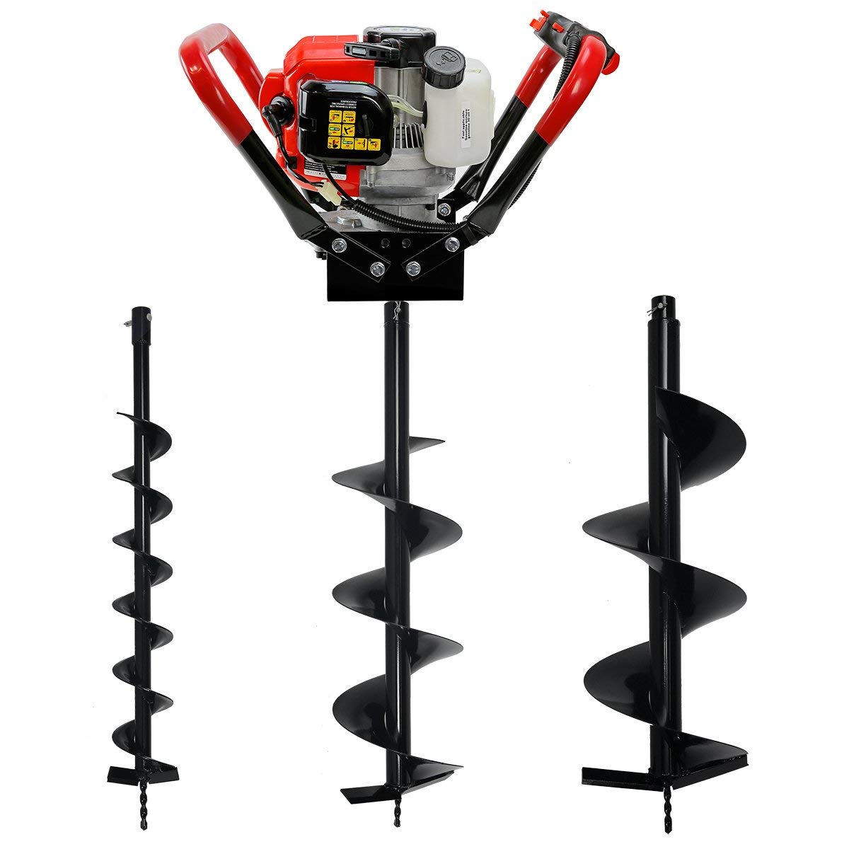 XtremepowerUS 55cc 2-Stroke Gas Powered Post Hole Digger with 4