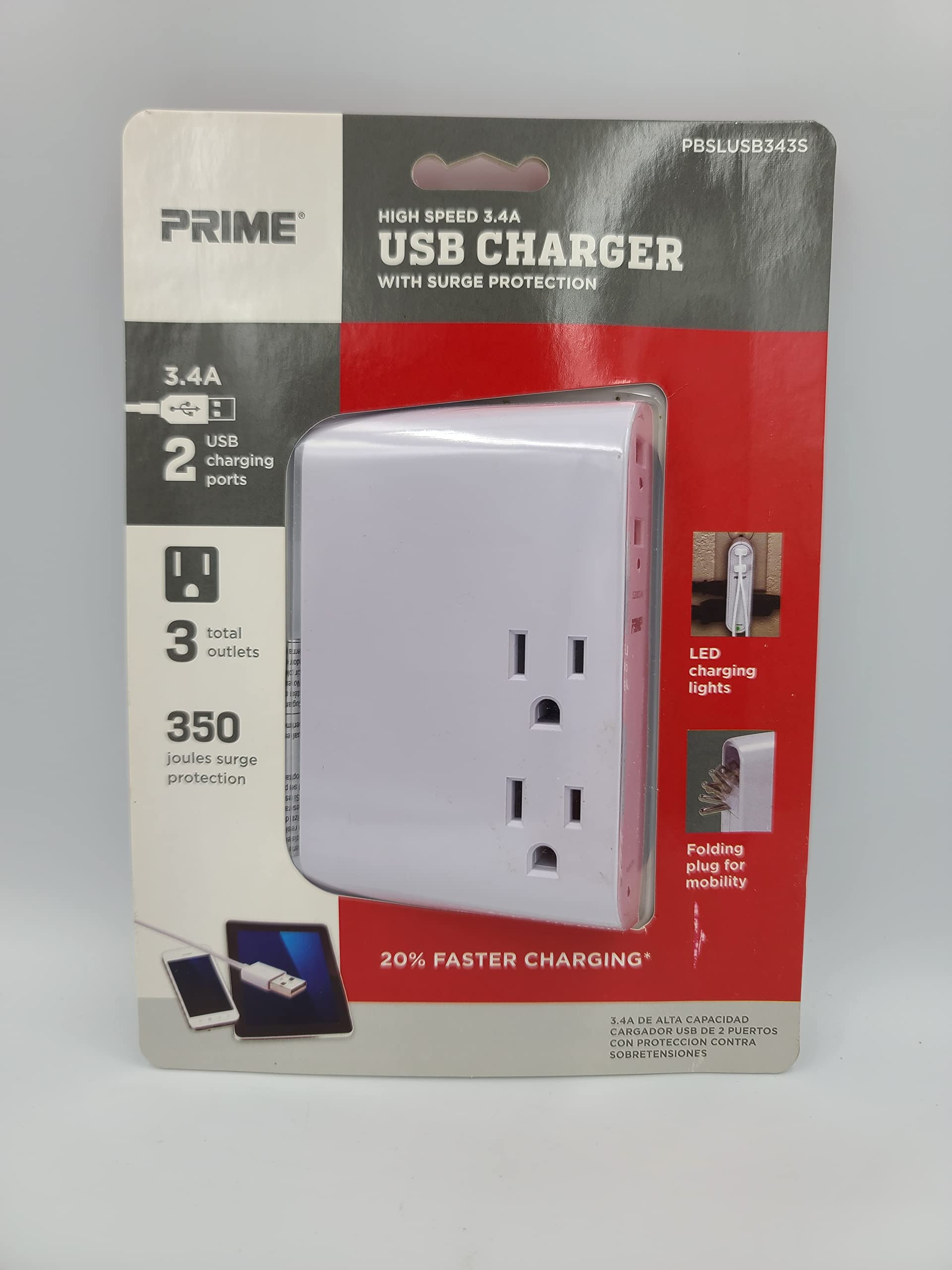 Premium Surge Protector with 3 USB Ports & 2 AC Outlets - Fast Charging for Phones, Tablets & Laptops - Perfect for Home, Office & Travel Use